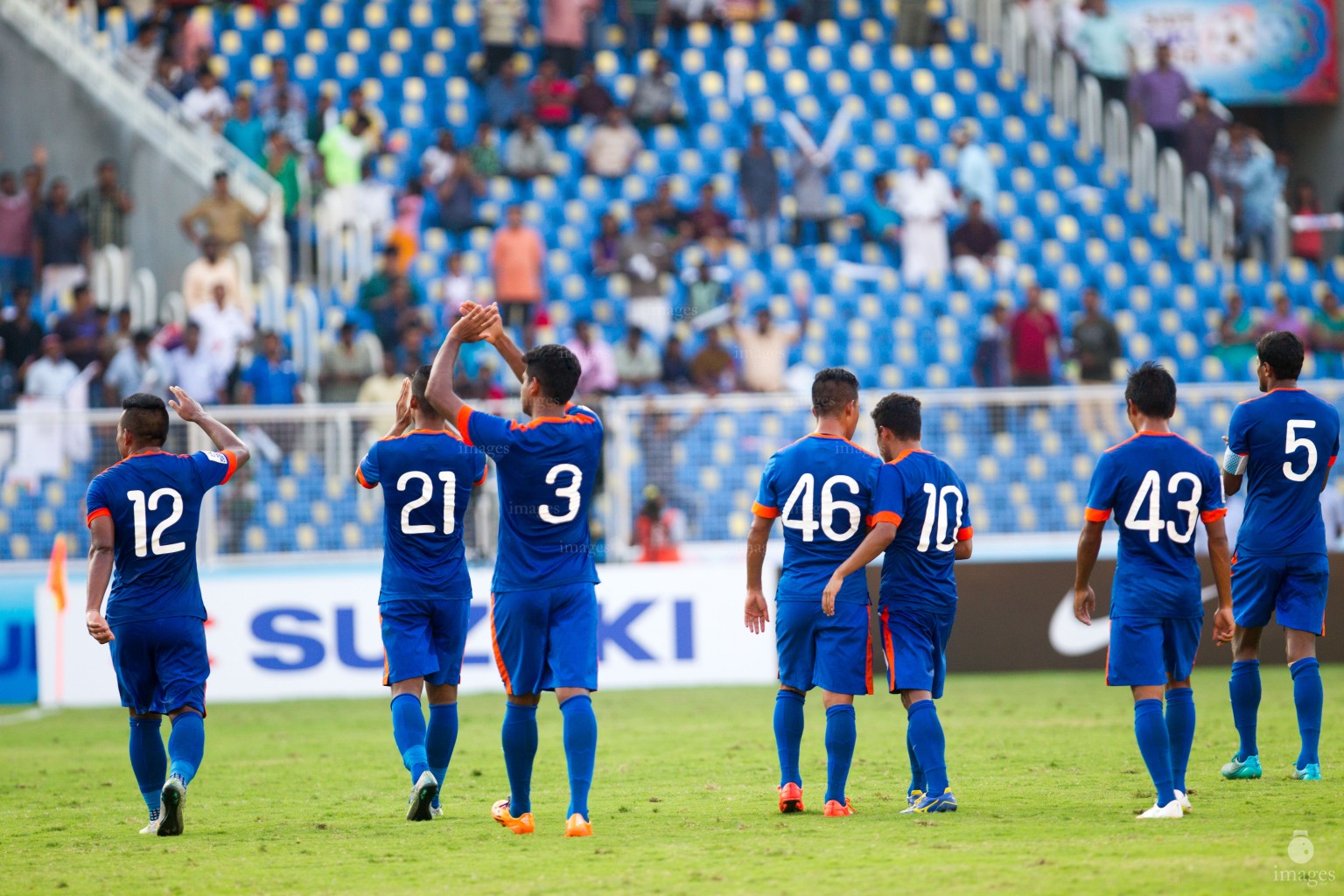 Maldives vs India in the 1st semi final of SAFF Suzuki Cup held in Thiruvananthapuram, India, Thursday, December. 31, 2015.  (Images.mv Photo/ Mohamed Ahsan).