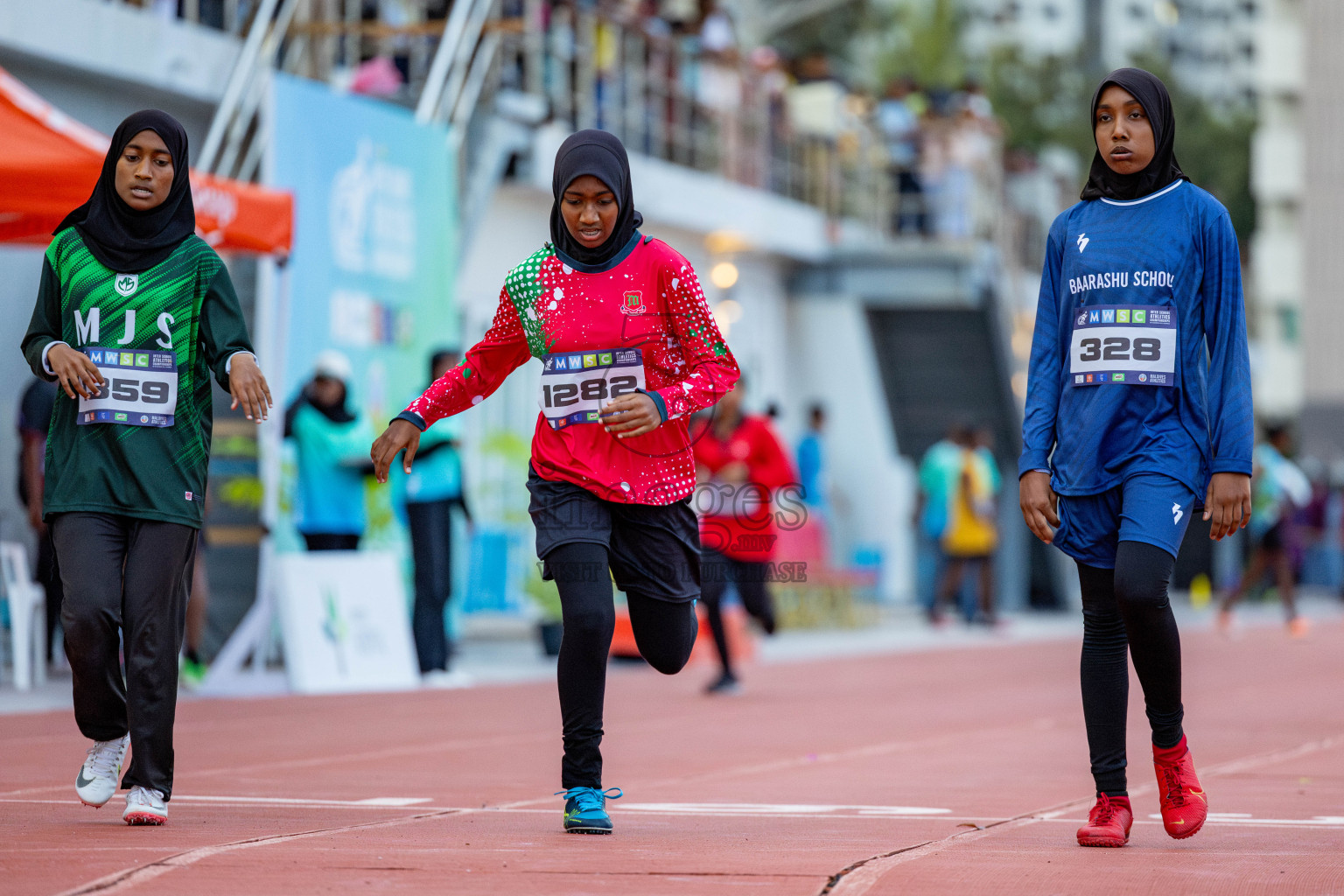 Day 2 of MWSC Interschool Athletics Championships 2024 held in Hulhumale Running Track, Hulhumale, Maldives on Sunday, 10th November 2024. 
Photos by: Hassan Simah / Images.mv