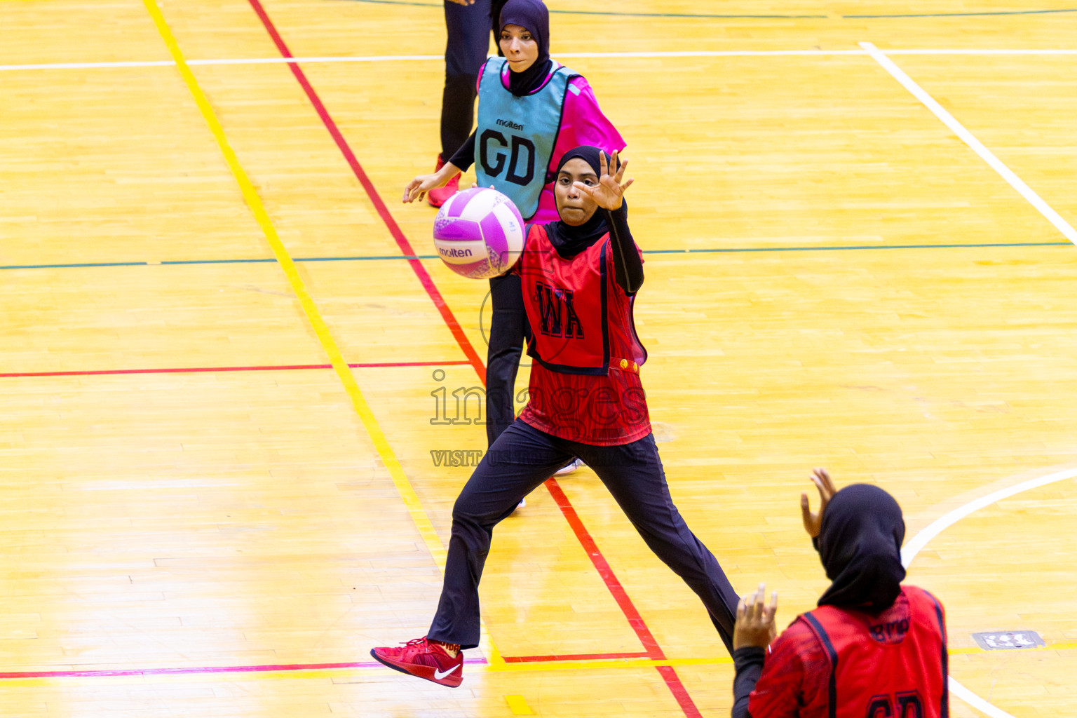 C Matrix vs MV Netters in Day 1 of 24th Milo Netball Association Championship held in Social Center at Male', Maldives on Monday, 1st September 2025. Photos: Nausham Waheed / images.mv