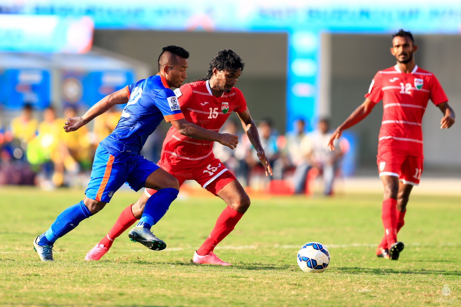 India vs Maldives in the 1st semi final of SAFF Suzuki Cup held in Thiruvananthapuram, India, Thursday, December. 31, 2015.   (Images.mv Photo/ Hussain Sinan).