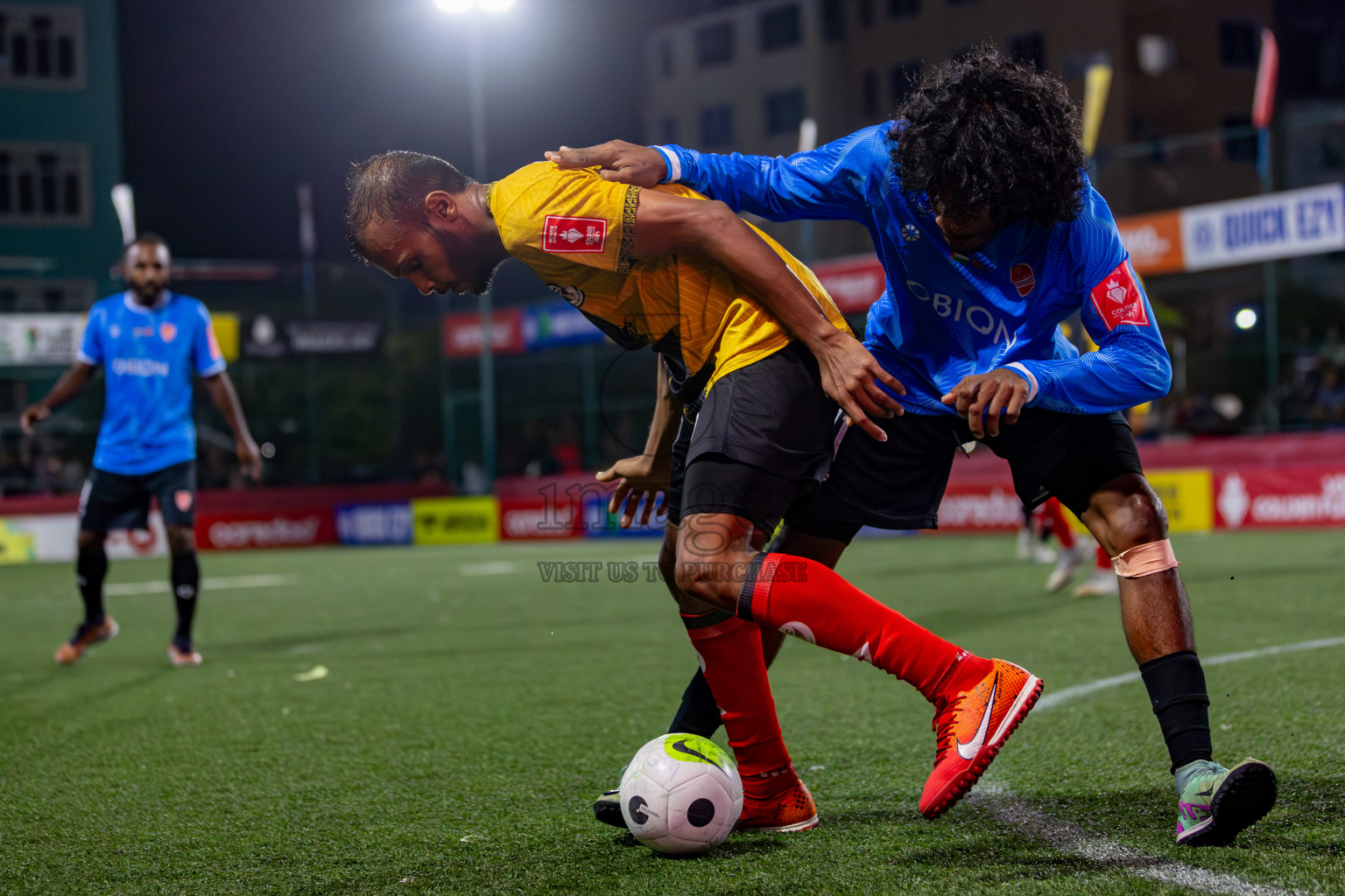 M. Naalaafushi vs Dh. Kudahuvadhoo on Day 36 of Golden Futsal Challenge 2024 was held on Wednesday, 21st February 2024, in Hulhumale', Maldives 
Photos: Hassan Simah/ images.mv