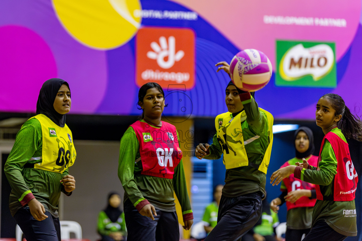 Fiontti Sports Academy vs Fionrri Academy A (U13) in Day 3 of 3rd Netball Junior Championship, held at Social Center on Tuesday, 21st January 2025 . 
Photos: Hassan Simah / images.mv