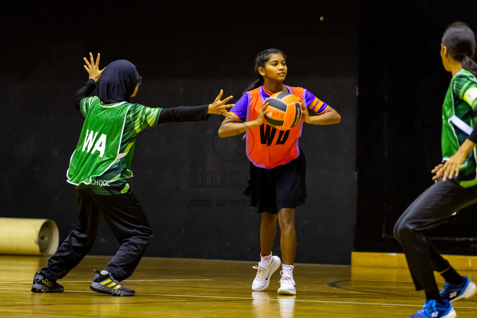 Day 9 of 25th Inter-School Netball Tournament was held in Social Center at Male', Maldives on Monday, 19th August 2024. Photos: Nausham Waheed / images.mv