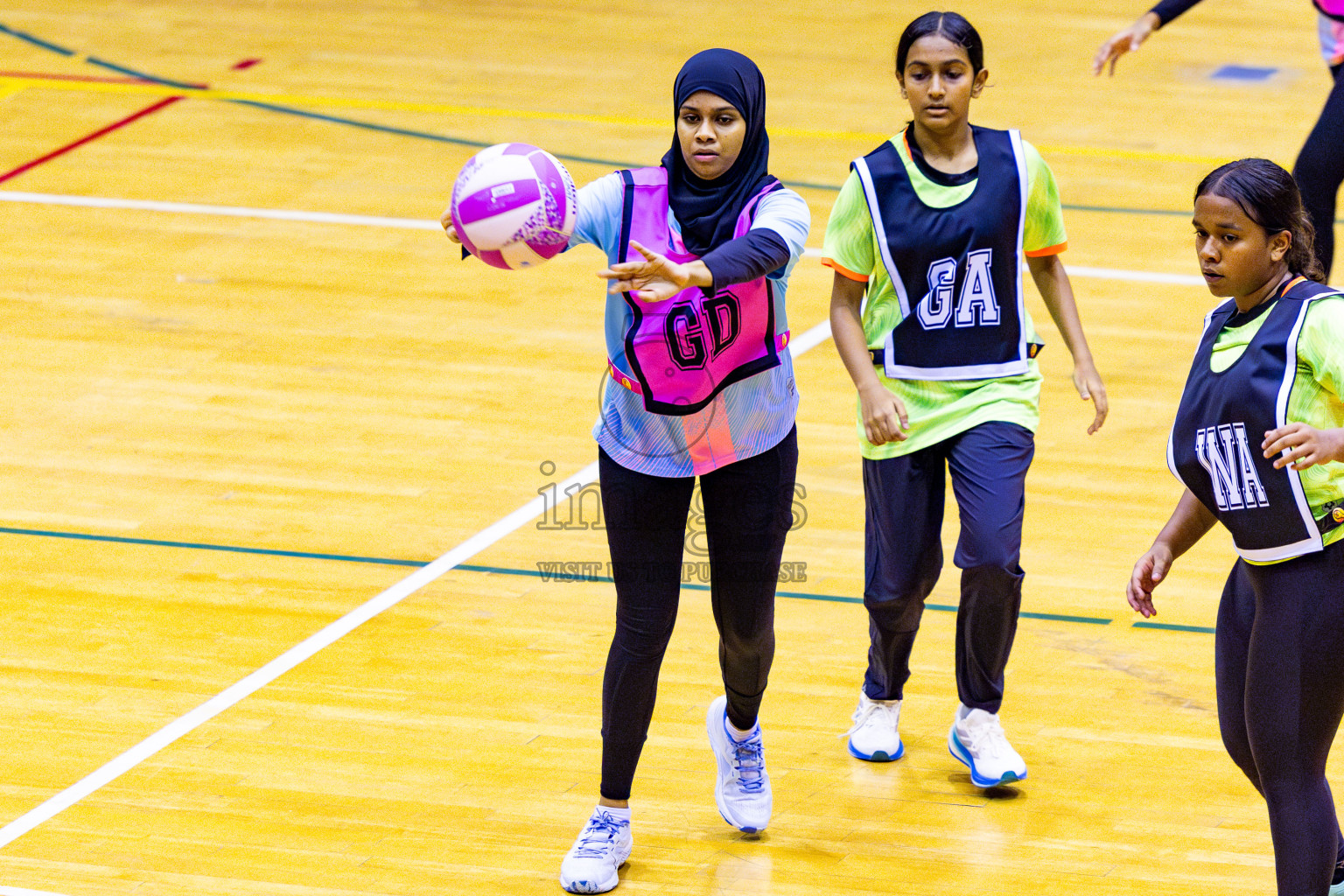 Youth United Sports Club vs SC Skylark in Day 9 of National Netball Tournament 2025 held in Social Center at Male', Maldives on Monday, 26th May 2025. Photos: Nausham Waheed / images.mv