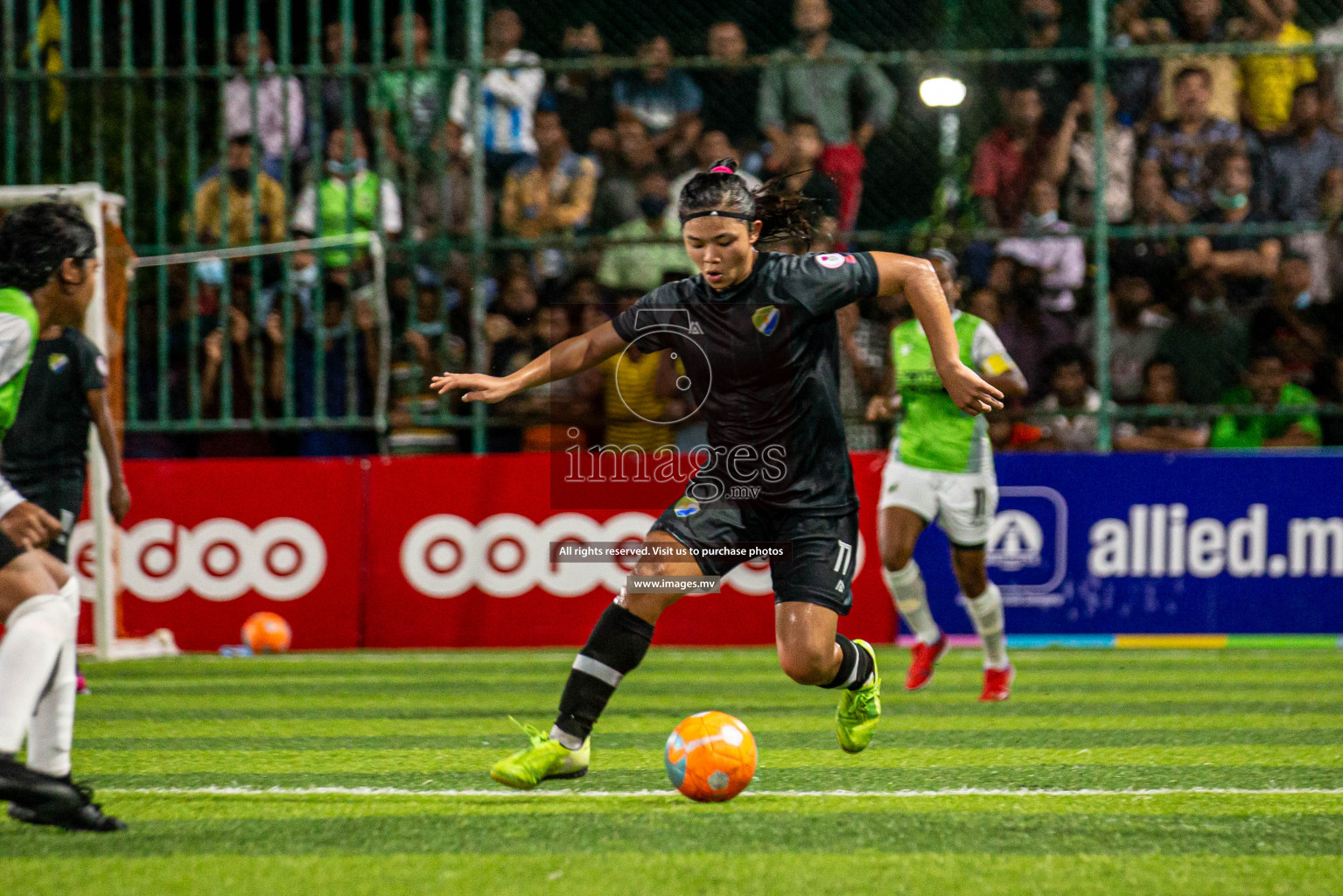 Club WAMCO vs DSC in the Semi Finals of 18/30 Women's Futsal Fiesta 2021 held in Hulhumale, Maldives on 14th December 2021. Photos: Shu Abdul Sattar / images.mv