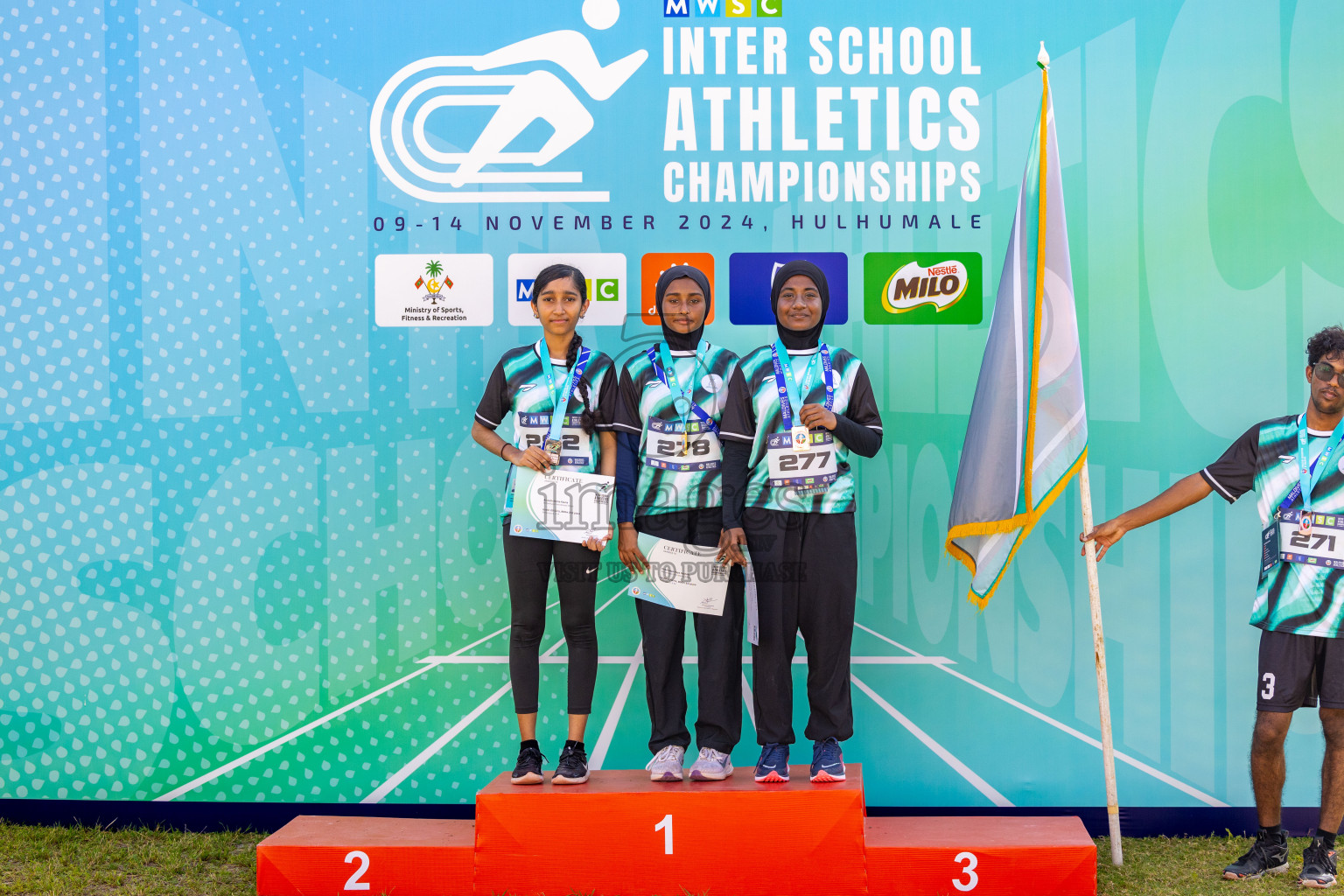 Day 6 of MWSC Interschool Athletics Championships 2024 held in Hulhumale Running Track, Hulhumale, Maldives on Thursday, 14th November 2024. Photos by: Ismail Thoriq / Images.mv