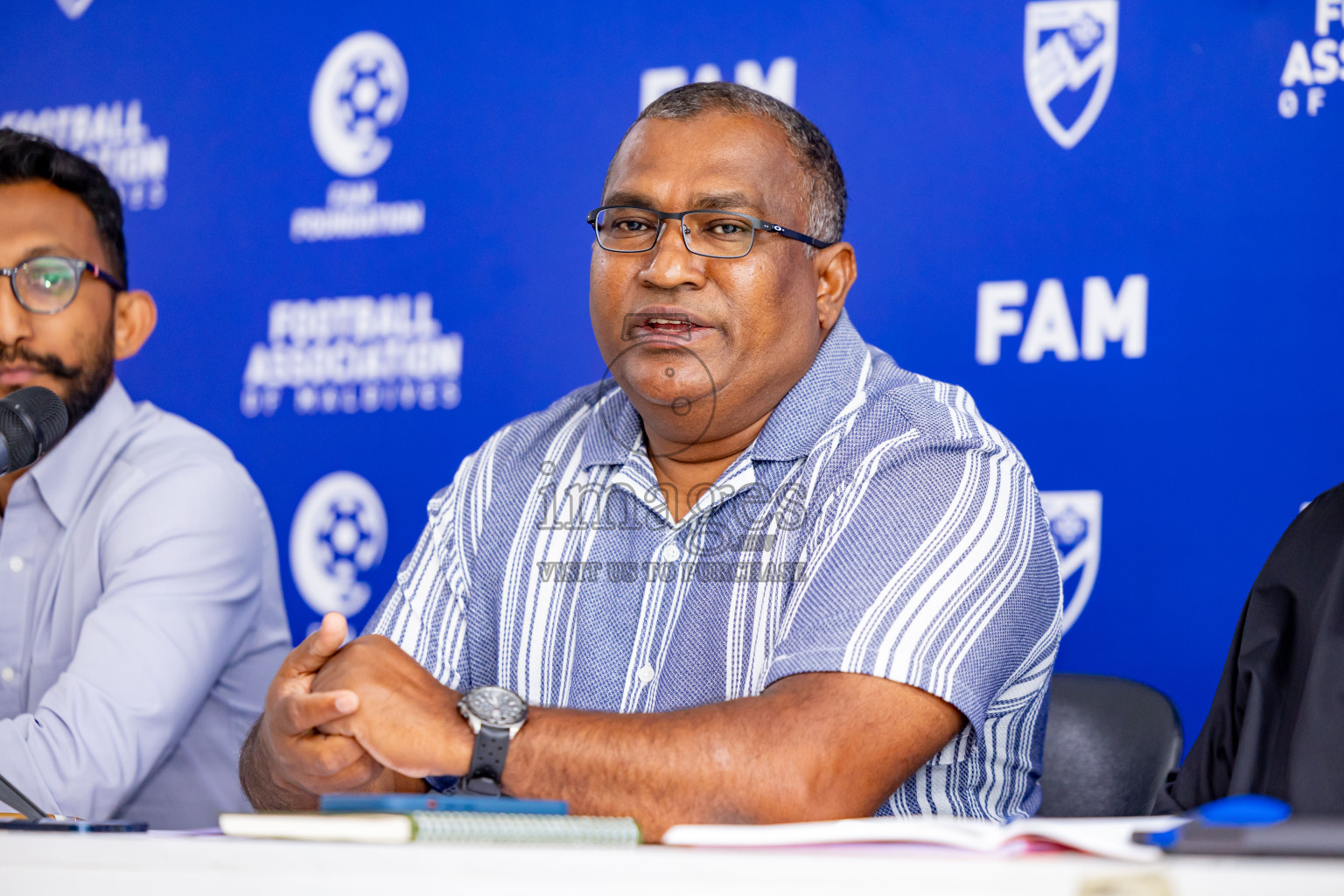 Press conference by FAM Normalization Committee was held at National Stadium in Male', Maldives on Sunday, 18th September 2024. Photos: Nausham Waheed / images.mv