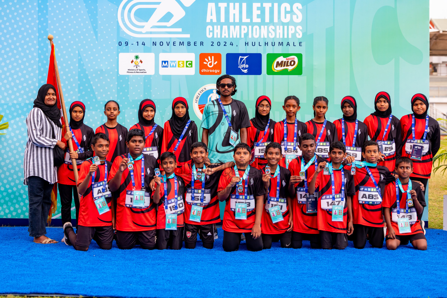 Day 6 of MWSC Interschool Athletics Championships 2024 held in Hulhumale Running Track, Hulhumale, Maldives on Thursday, 14th November 2024. Photos by: Nausham Waheed / Images.mv