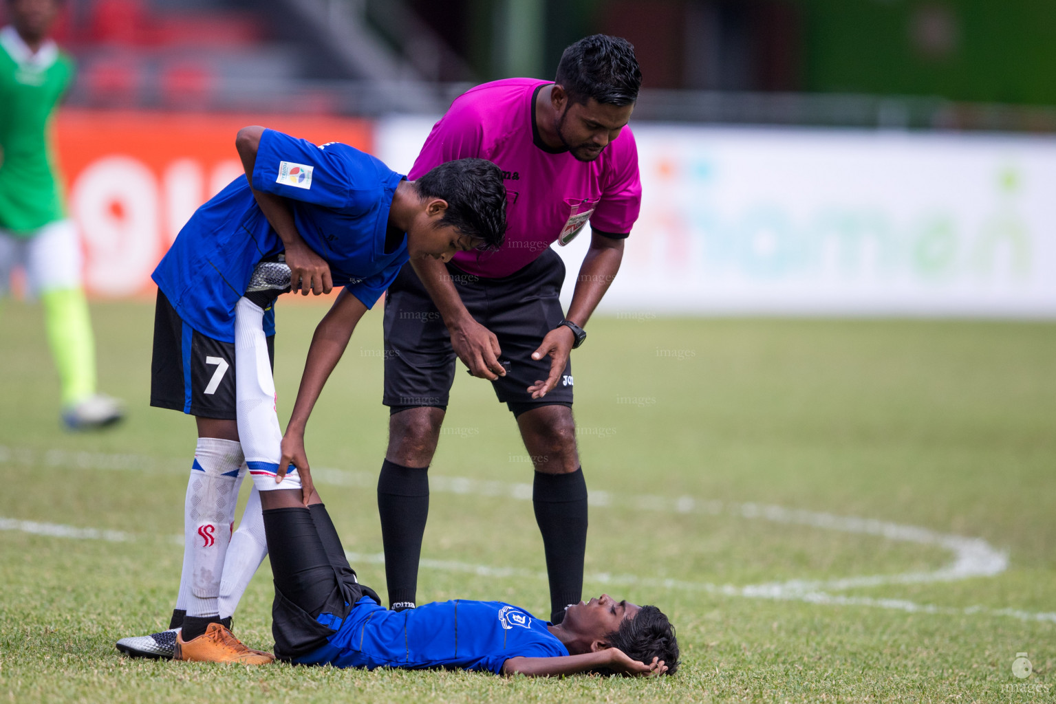 Dharumavantha School vs Gulhee School in Mamen Inter-School Football Tournament 2019 (U15) on 26th February 2019, Monday in Male' Maldives