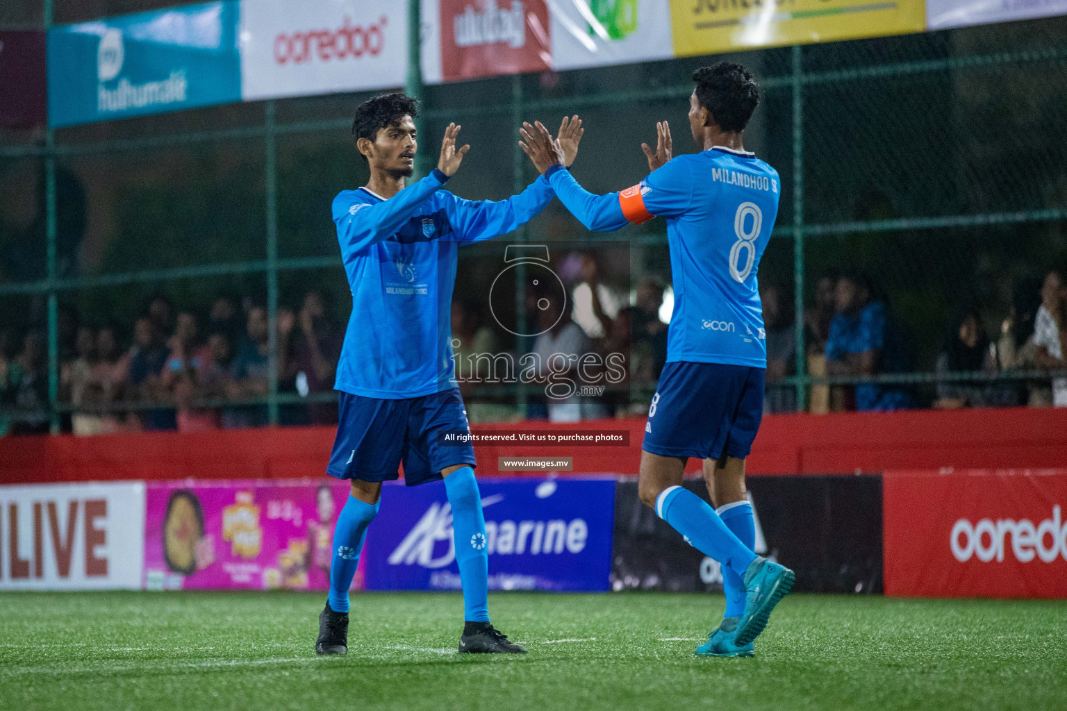 Sh. Milandhoo vs Sh. Maroshi in Day 2 of Golden Futsal Challenge 2023 on 06 February 2023 in Hulhumale, Male, Maldives