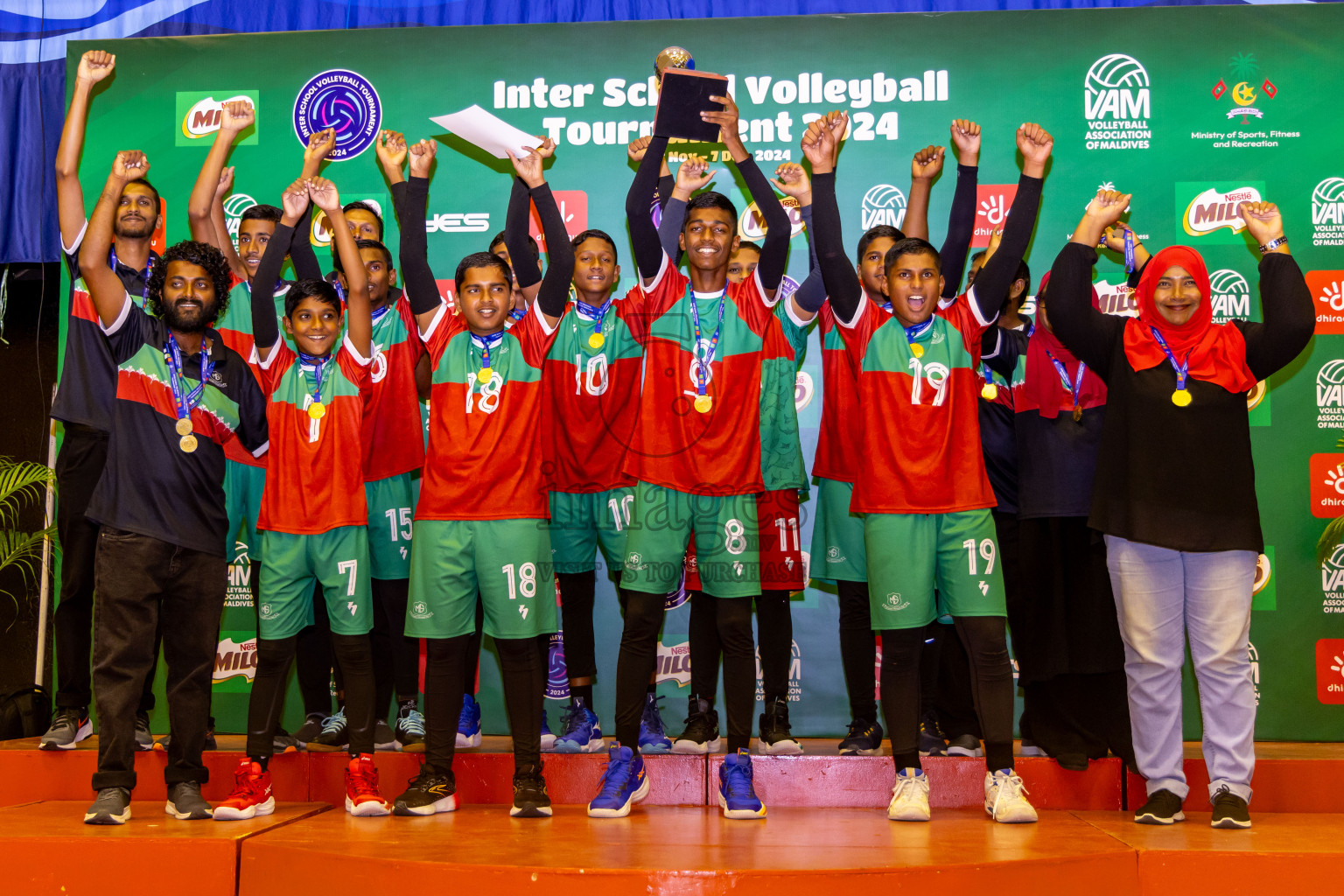 Finals of Interschool Volleyball Tournament 2024 was held in Social Center at Male', Maldives on Friday, 6th December 2024. Photos: Nausham Waheed / images.mv