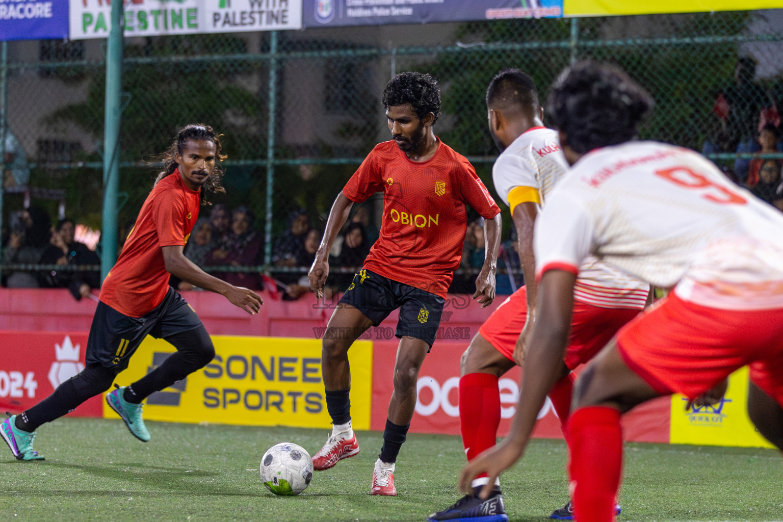 H.Dh Naivaadhoo vs H.Dh Kulhudhuffushi in Day 6 of Golden Futsal Challenge 2024 was held on Saturday, 20th January 2024, in Hulhumale', Maldives Photos: Mohamed Mahfooz Moosa / images.mv