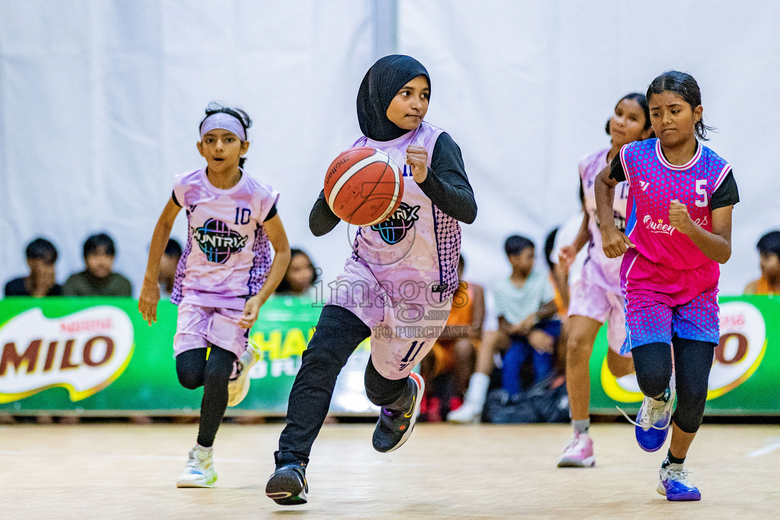 Day 3 of Milo 5 x 5 Junior Challenge 2025 - Basketball tournament held in Basketball Training Center, Male', Maldives on Saturday, 11th October 2025. Photos by: Nausham Waheed, Areef Adam / Images.mv