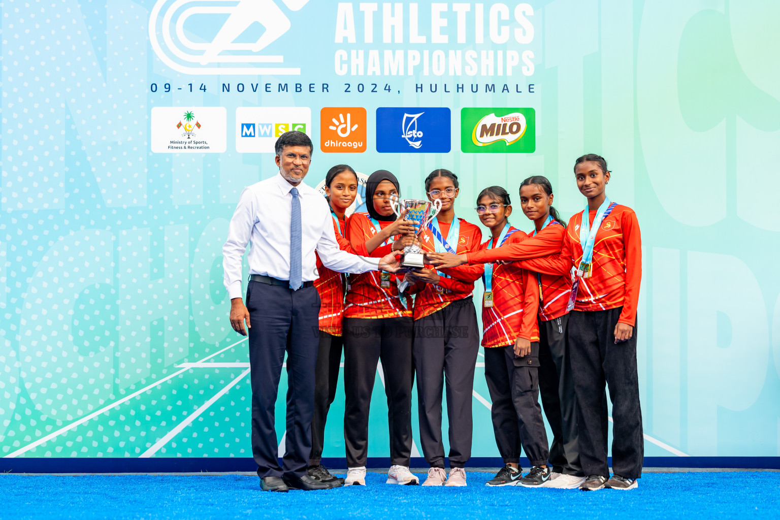 Day 6 of MWSC Interschool Athletics Championships 2024 held in Hulhumale Running Track, Hulhumale, Maldives on Thursday, 14th November 2024. Photos by: Nausham Waheed / Images.mv