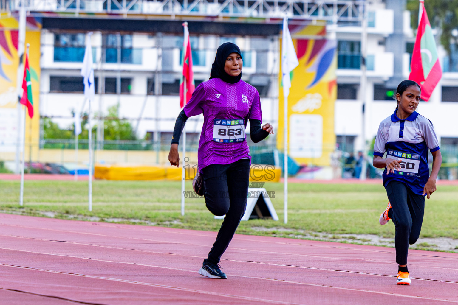 Day 3 of MWSC Interschool Athletics Championships 2024 held in Hulhumale Running Track, Hulhumale, Maldives on Monday, 11th November 2024. Photos by: Nausham Waheed / Images.mv