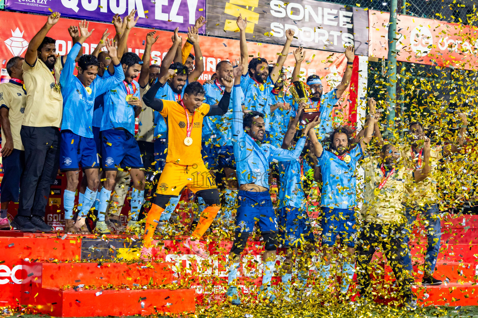 M Dhiggaru vs M Mulak in Meemu Atoll Finals in Day 25 of Golden Futsal Challenge 2025 was held on Wednesday , 28th January 2025, in Hulhumale', Maldives. Photos: Nausham Waheed / images.mv