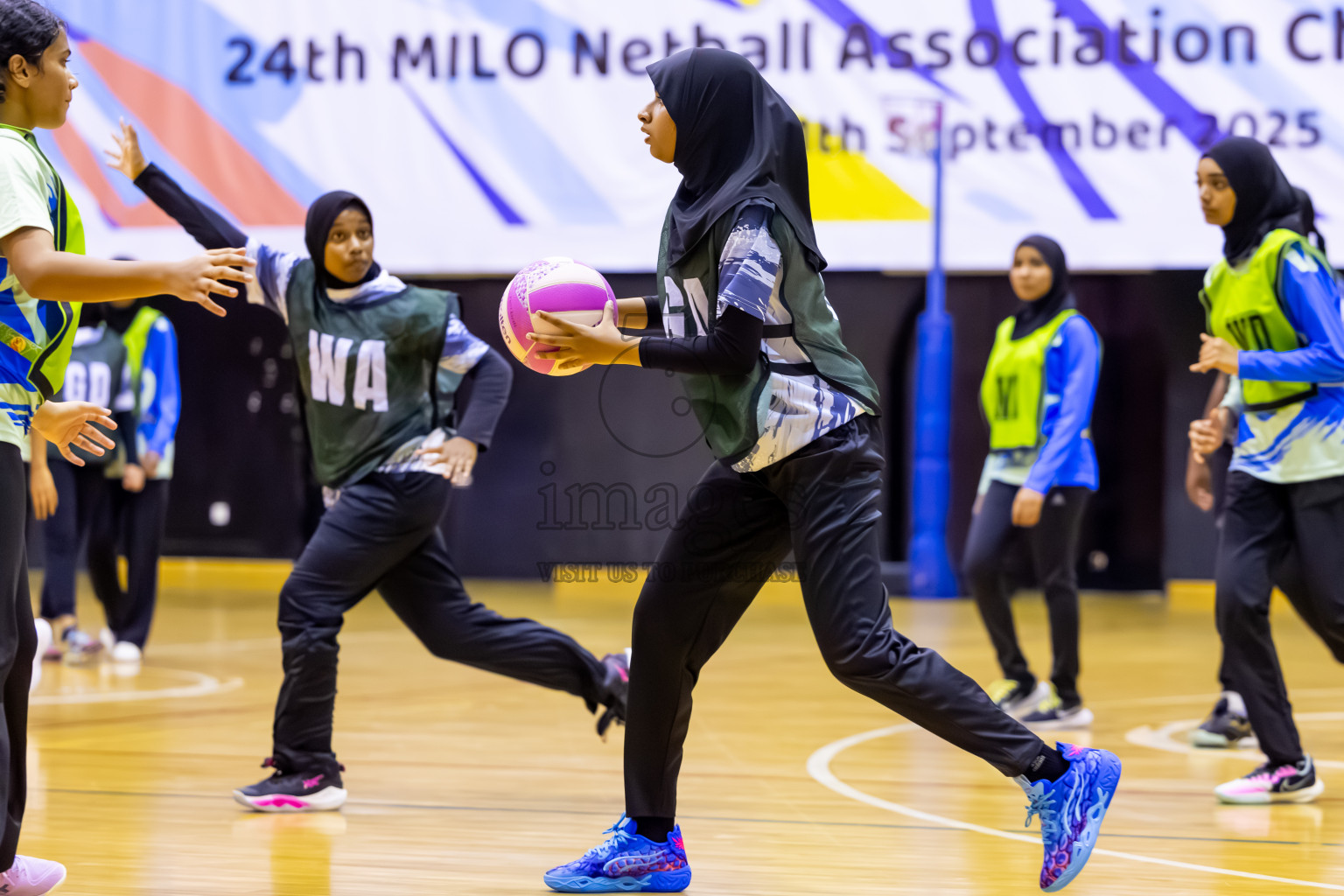SC Skylark vs United Unity SC in Day 4 of 24th Milo Netball Association Championship held in Social Center at Male', Maldives on Thursday, 4th September 2025. Photos: Nausham Waheed / images.mv