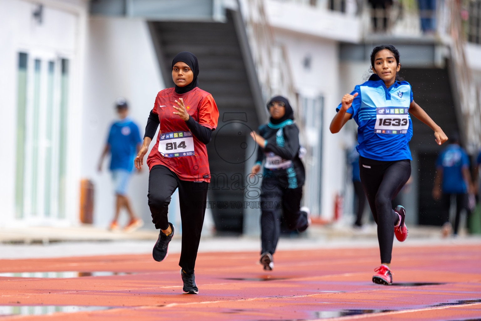 Day 1 of MWSC Interschool Athletics Championships 2024 held in Hulhumale Running Track, Hulhumale, Maldives on Saturday, 9th November 2024. 
Photos by: Ismail Thoriq / images.mv