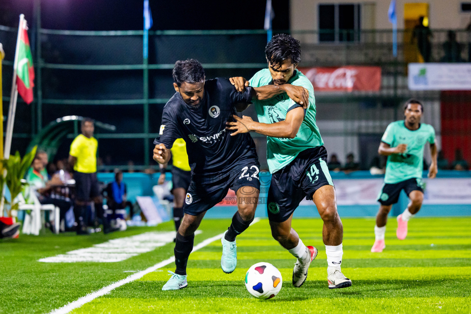 Much Black vs Naalaafushi YC in Day 1 of Laamehi Dhiggaru Ekuveri Futsal Challenge 2024 was held on Friday, 26th July 2024, at Dhiggaru Futsal Ground, Dhiggaru, Maldives Photos: Nausham Waheed / images.mv