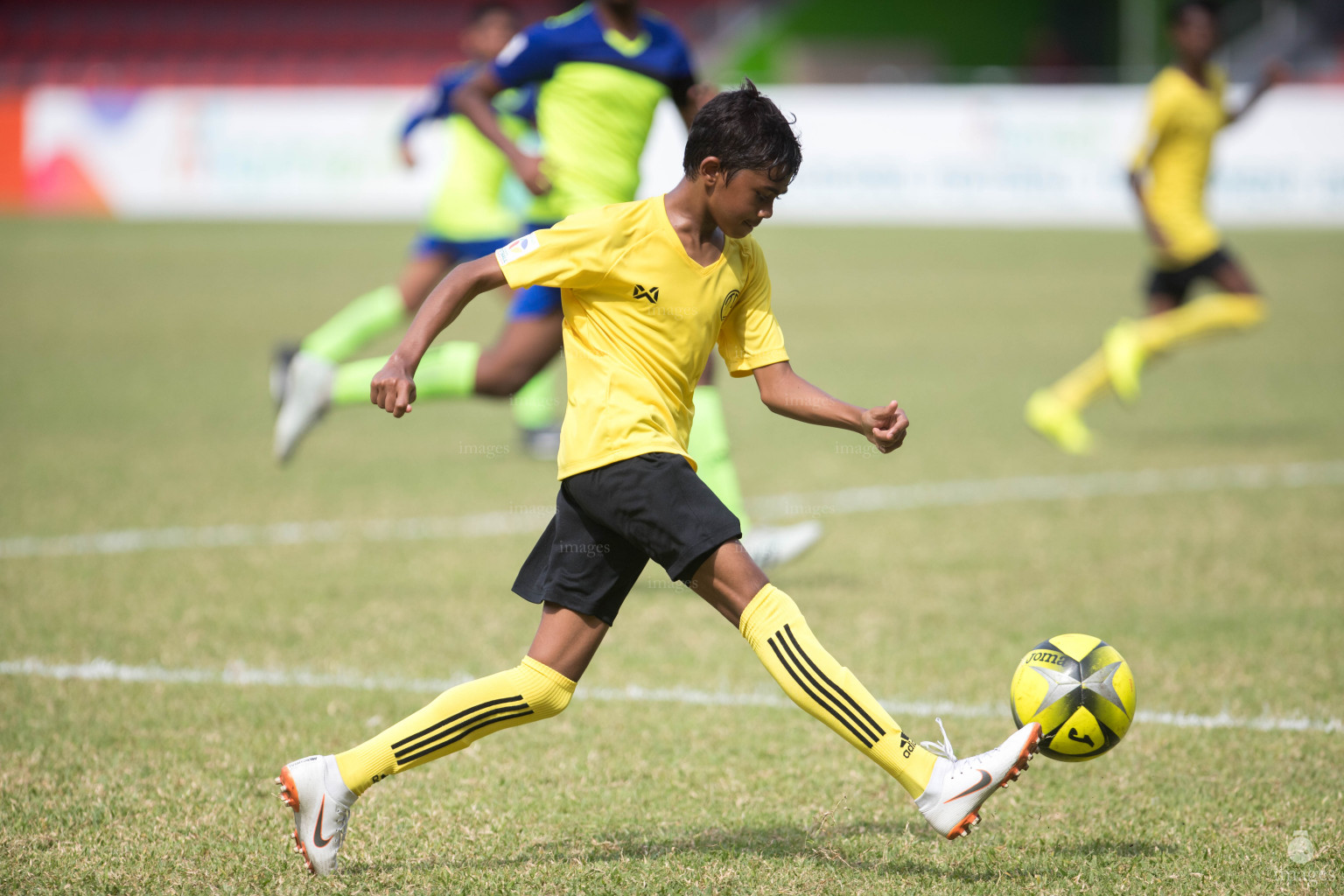 Huravee School vs Thaajuddin Schoolin Mamen Inter-School Football Tournament 2019 (U15) on 7th March 2019, in Male' Maldives (Images.mv Photo: Suadh Abdul Sattar)