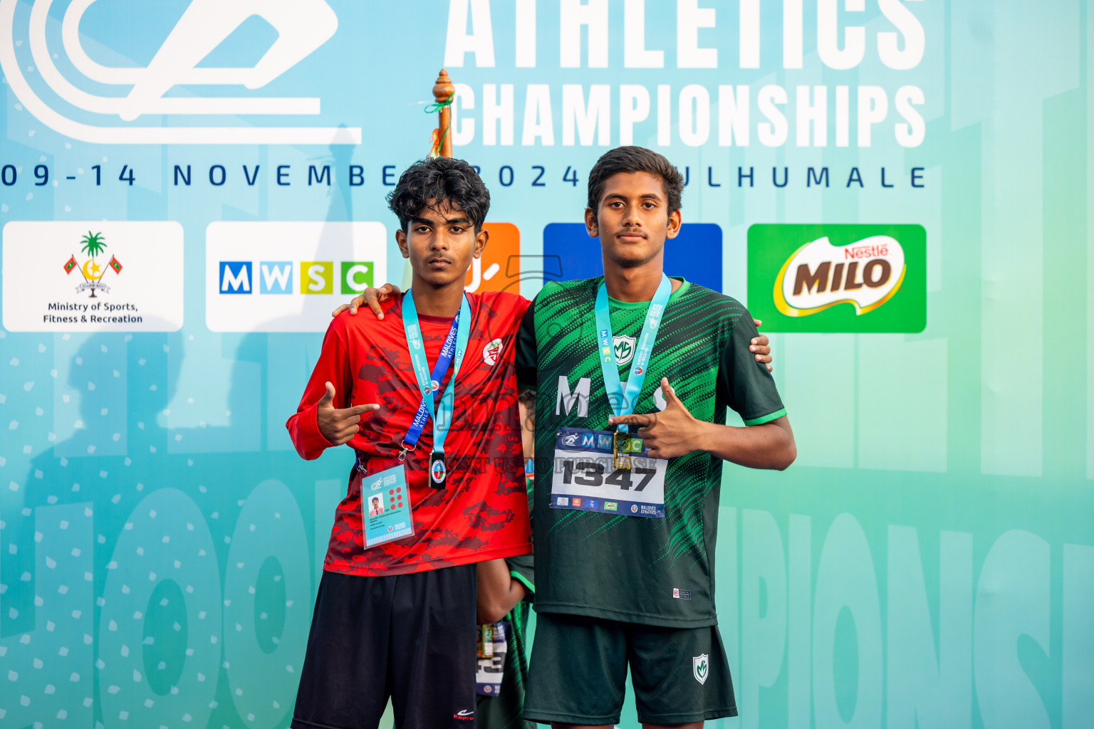 Day 6 of MWSC Interschool Athletics Championships 2024 held in Hulhumale Running Track, Hulhumale, Maldives on Thursday, 14th November 2024. Photos by: Nausham Waheed / Images.mv