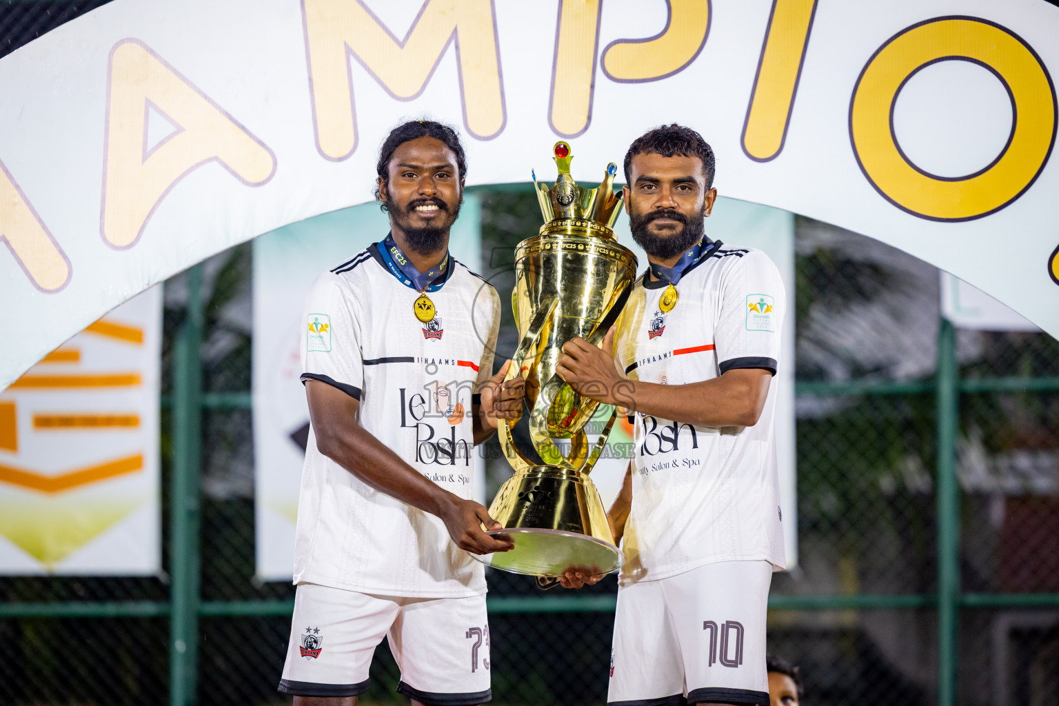 Ifhaams vs Dee Cee Jay SC in Final of Laamehi Dhiggaru Ekuveri Futsal Challenge 2025 was held on Tuesday, 29th July 2025, at Dhiggaru Futsal Ground, Dhiggaru, Maldives Photos: Nausham Waheed  / images.mv