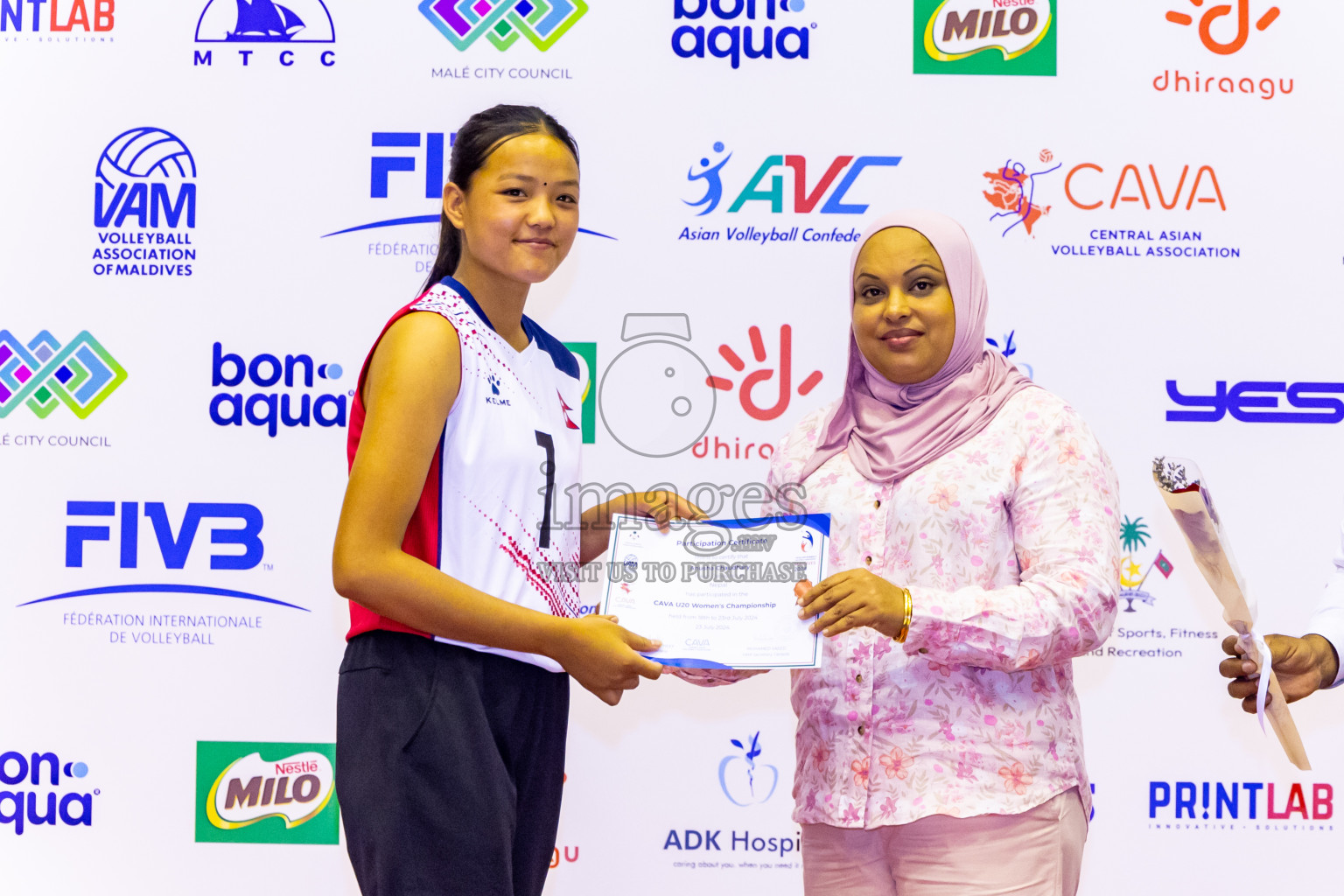 Kyrgyzstan vs Sri Lanka in Final of CAVA U20 Woman's Volleyball Championship 2024 was held in Social Center, Male', Maldives on 23rd July 2024. Photos: Nausham Waheed / images.mv