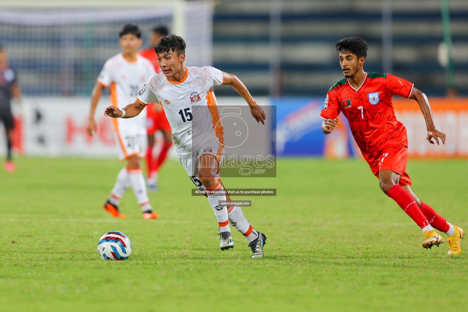 Bhutan vs Bangladesh in SAFF Championship 2023 held in Sree Kanteerava Stadium, Bengaluru, India, on Wednesday, 28th June 2023. Photos: Nausham Waheed, Hassan Simah / images.mv