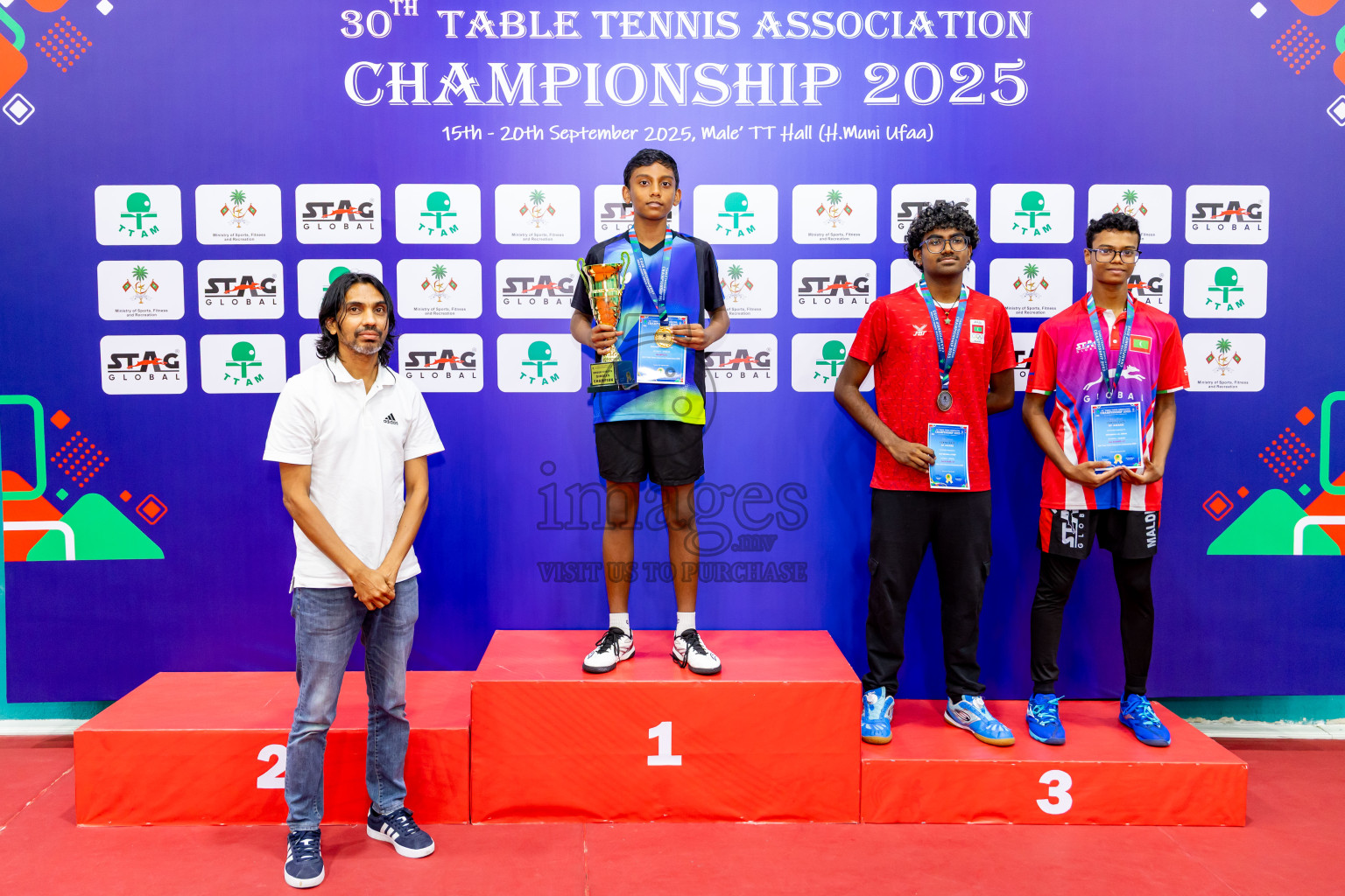 Finals of 30th Table Tennis Association Championship 2025 was held on Saturday, 20th September 2025 in Male' TT Hall, Male', Maldives. Photos: Nausham Waheed / images.mv