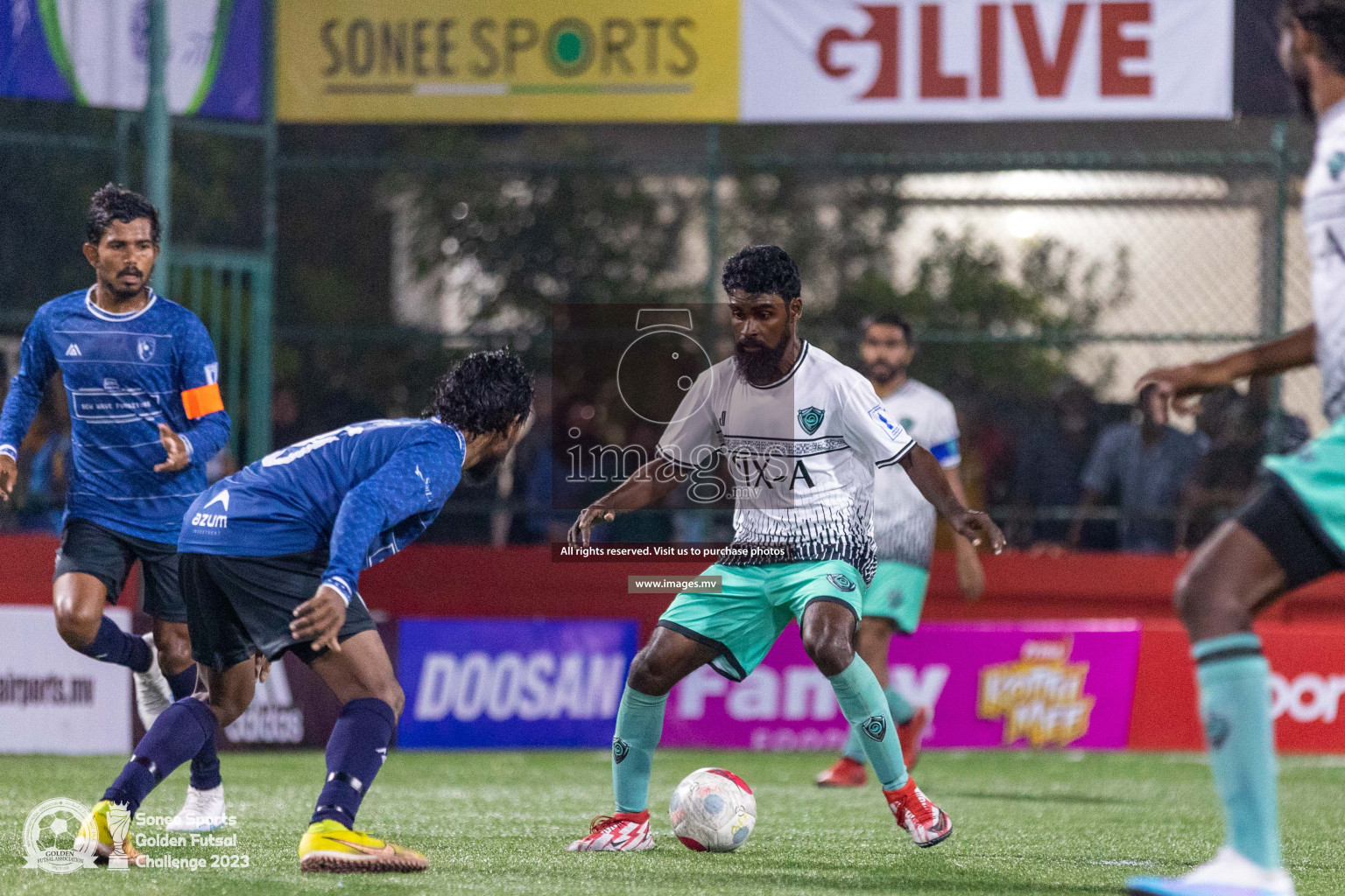 K. Thulusdhoo vs K. Gaafaru in Day 4 of Golden Futsal Challenge 2023 on 08 February 2023 in Hulhumale, Male, Maldives