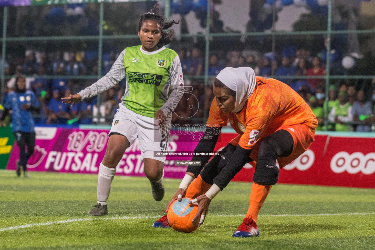 Ports Limited vs WAMCO - in the Finals 18/30 Women's Futsal Fiesta 2021 held in Hulhumale, Maldives on 18 December 2021. Photos by Nausham Waheed & Shuu Abdul Sattar