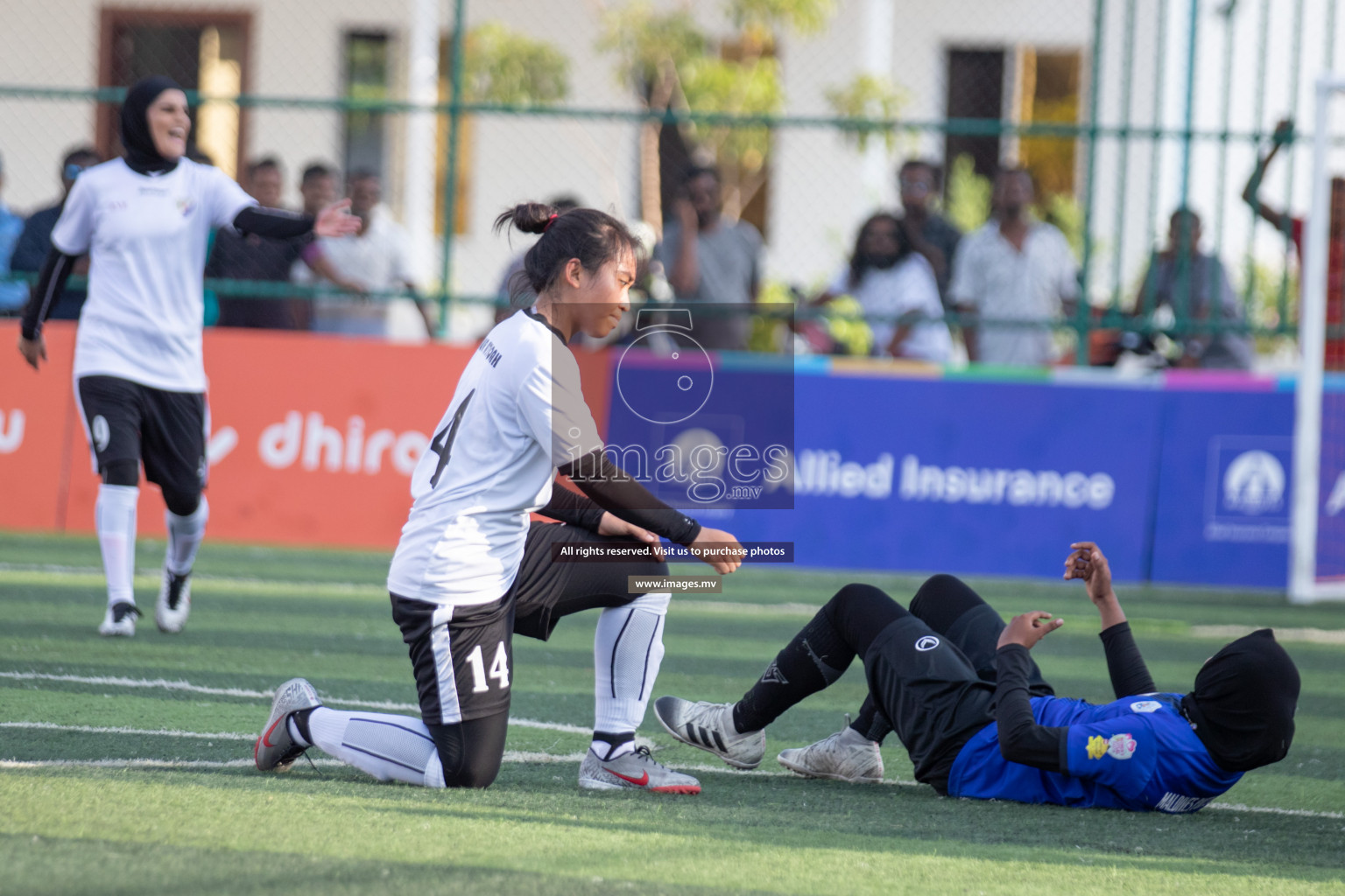 Maldives Ports Limited vs Dhivehi Sifainge Club in the semi finals of 18/30 Women's Futsal Fiesta 2019 on 27th April 2019, held in Hulhumale Photos: Hassan Simah / images.mv