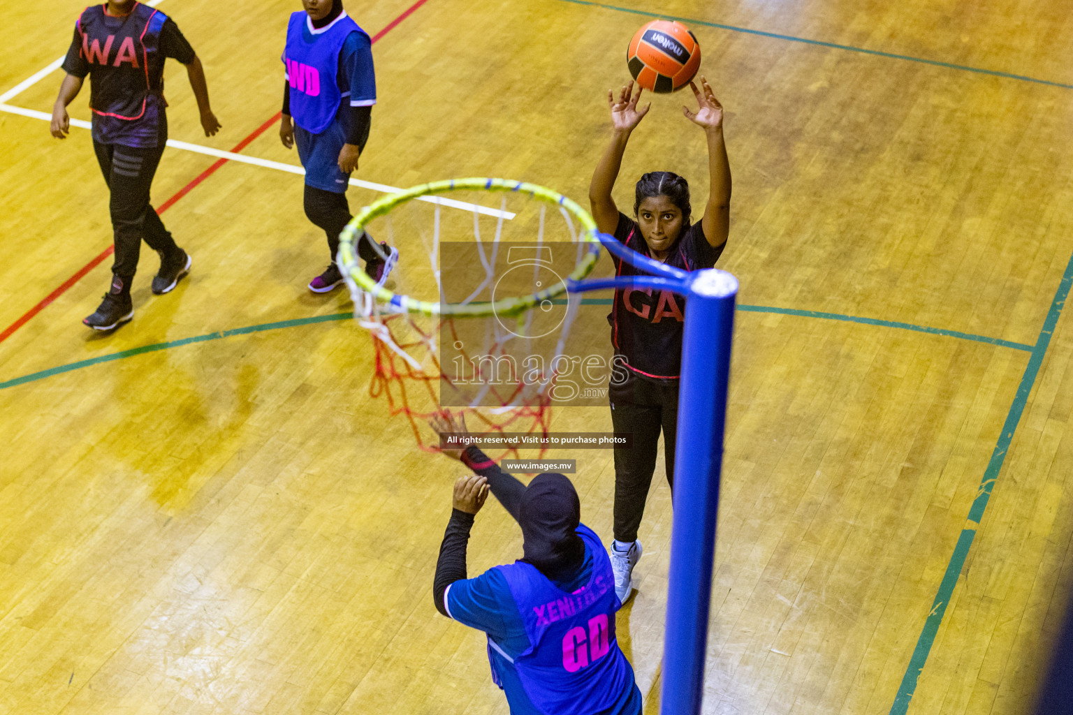 Xenith Sports Club vs Youth United Sports Club in the Milo National Netball Tournament 2022 on 18 July 2022, held in Social Center, Male', Maldives. Photographer: Shuu, Hassan Simah / Images.mv