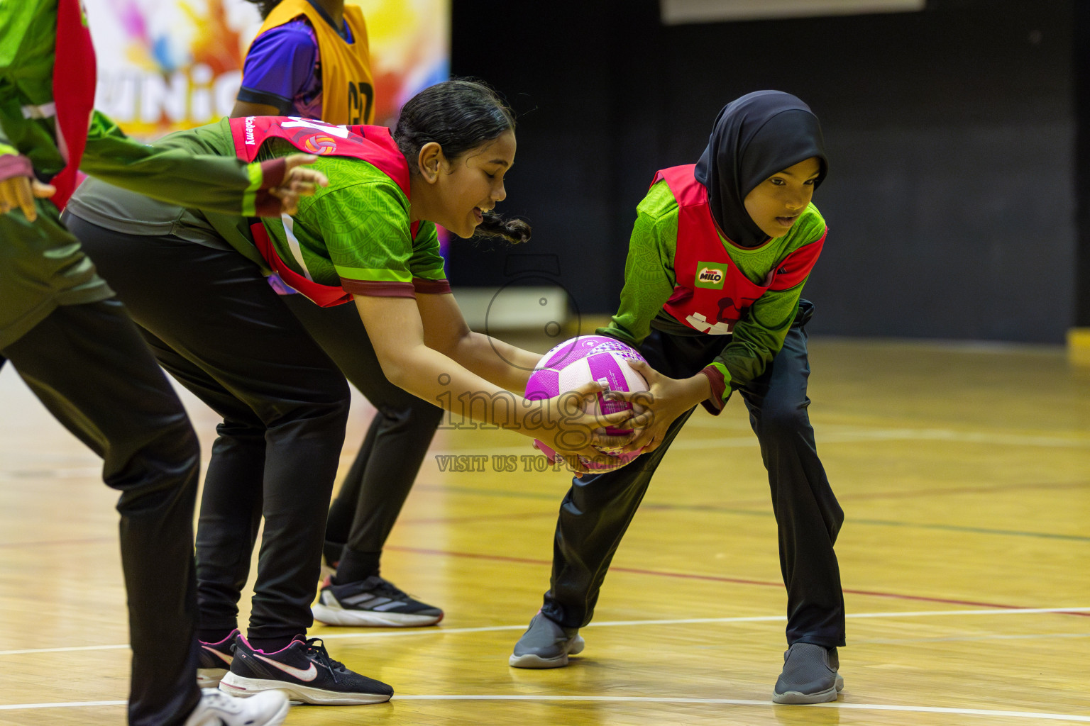 Fionti SA vs N sports in Day 3 of 3rd Netball Junior Championship, held at Social Center on Wednesday 22nd January 2025 . Photos: Shuu Abdul Sattar / images.mv