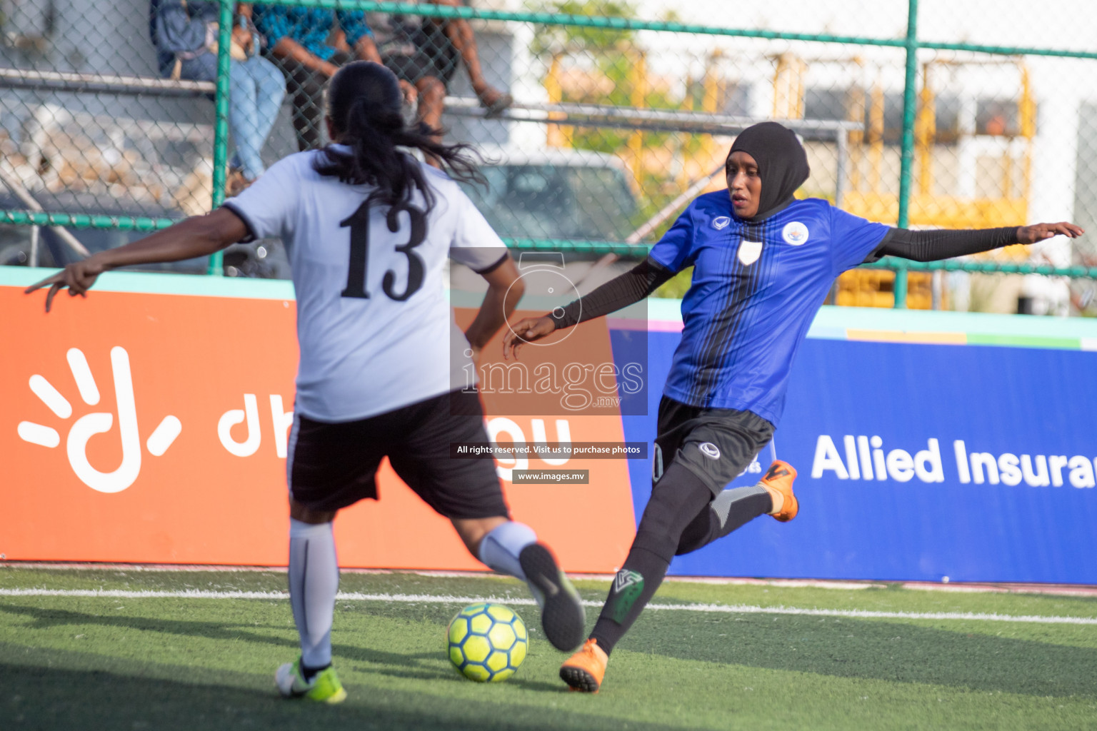 Maldives Ports Limited vs Dhivehi Sifainge Club in the semi finals of 18/30 Women's Futsal Fiesta 2019 on 27th April 2019, held in Hulhumale Photos: Hassan Simah / images.mv