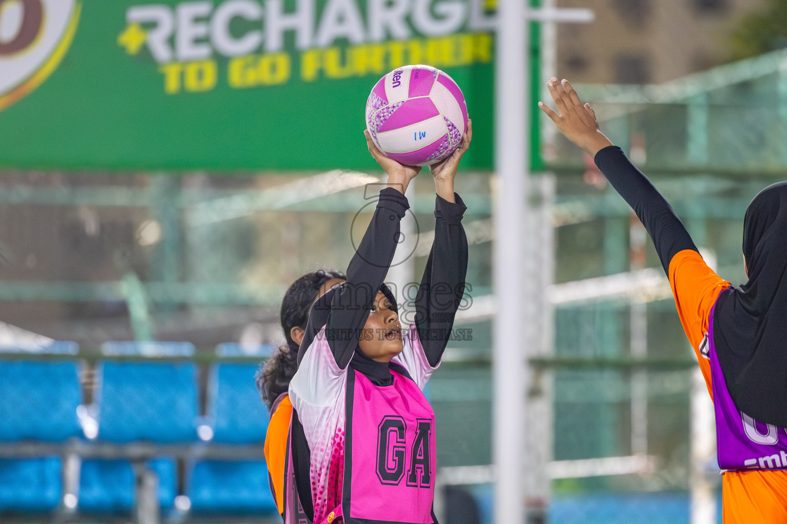 Invicto Sports Club vs N Sports Academy in Division 2 of National Netball Tournament 2025 held in Ekuveni Netball Court at Male', Maldives on Wednesday, 21st May 2025. Photos: Mohamed Mahfooz Moosa / images.mv