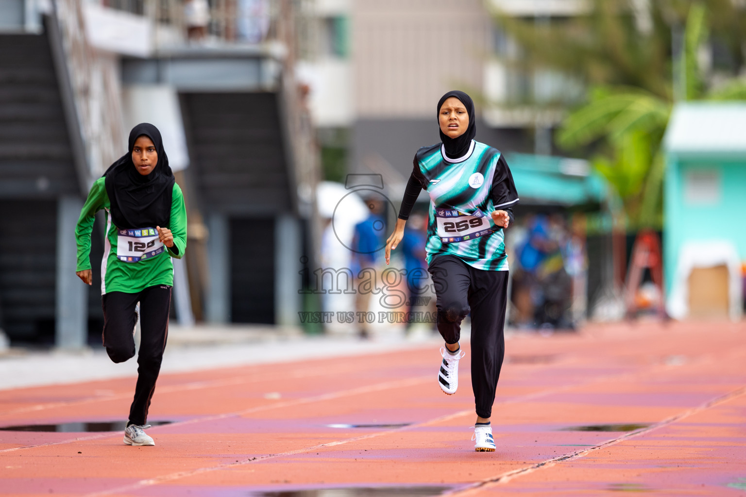 Day 1 of MWSC Interschool Athletics Championships 2024 held in Hulhumale Running Track, Hulhumale, Maldives on Saturday, 9th November 2024. 
Photos by: Ismail Thoriq / images.mv