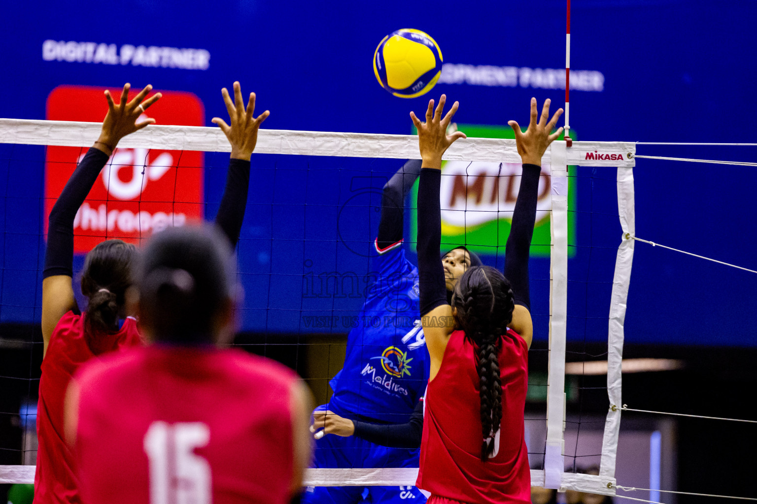 Nepal vs Maldives in Third Place Match of CAVA U20 Woman's Volleyball Championship 2024 was held in Social Center, Male', Maldives on 23rd July 2024. Photos: Nausham Waheed / images.mv