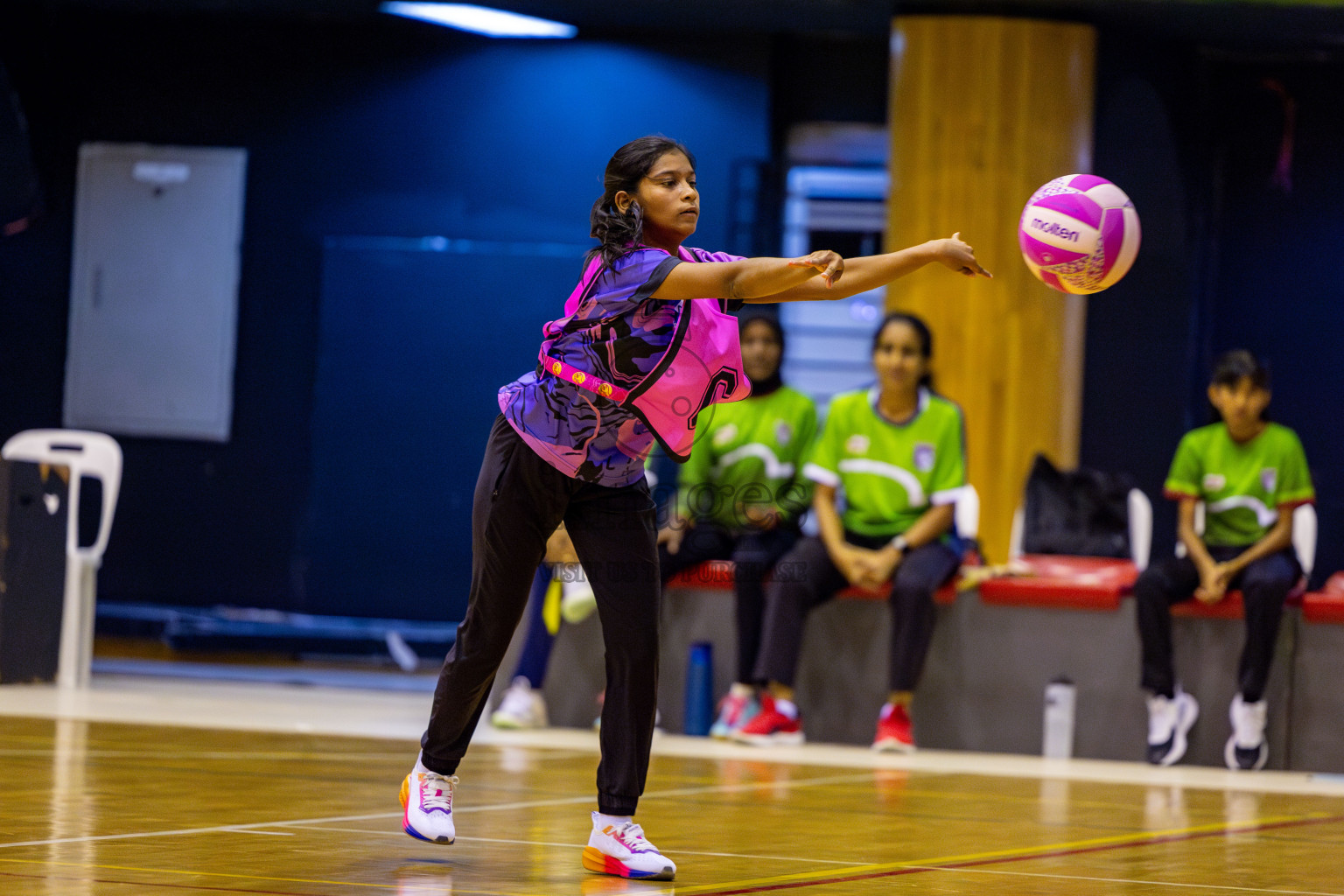N Sports Acamdemy A vs Fiontti Sports Club in Day 3 of 3rd Netball Junior Championship, held at Social Center on Tuesday, 21st January 2025 . Photos: Nausham Waheed / images.mv