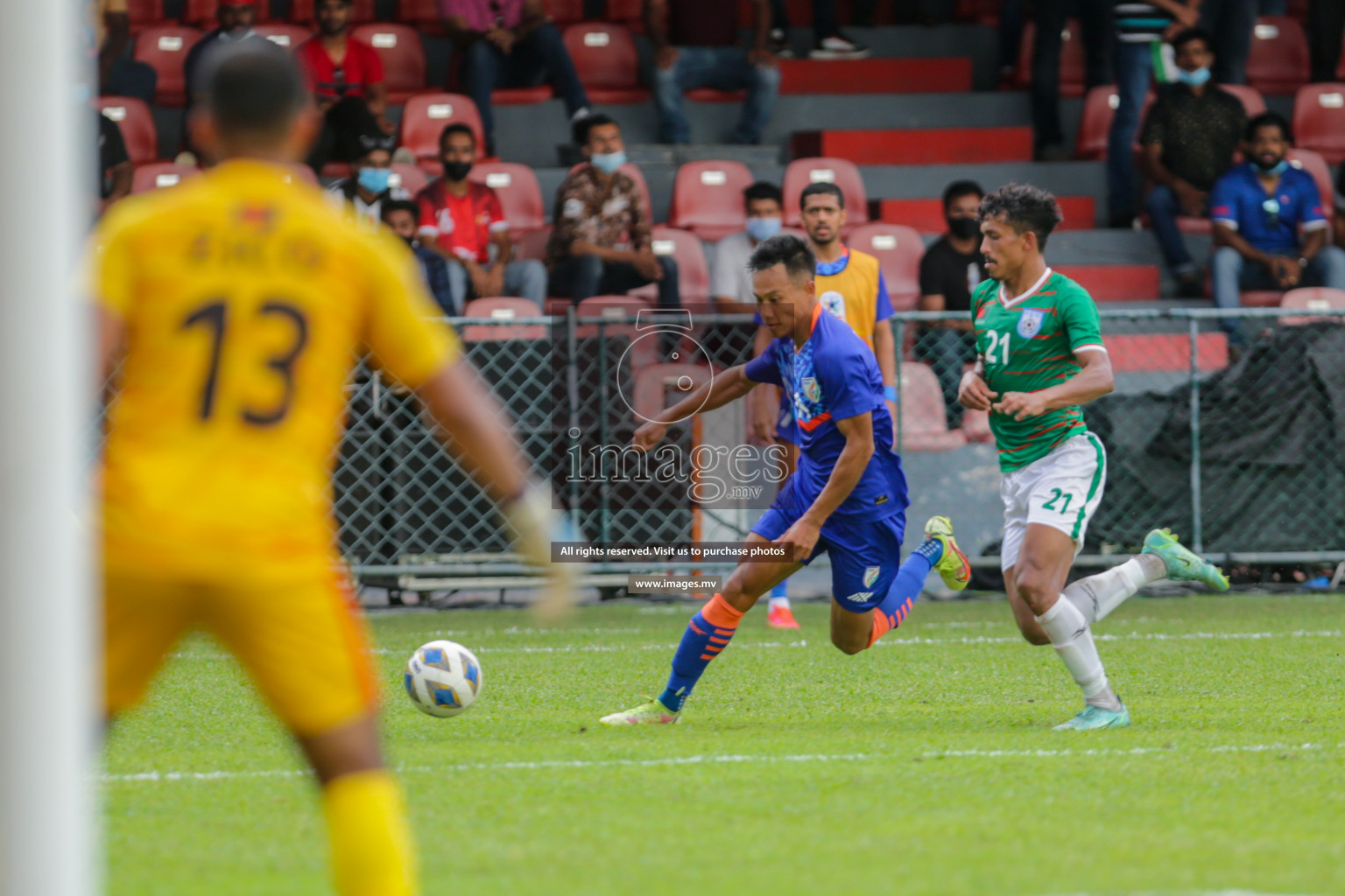 Bangladesh vs India in SAFF Championship 2021 held on 4th October 2021 in Galolhu National Stadium, Male', Maldives