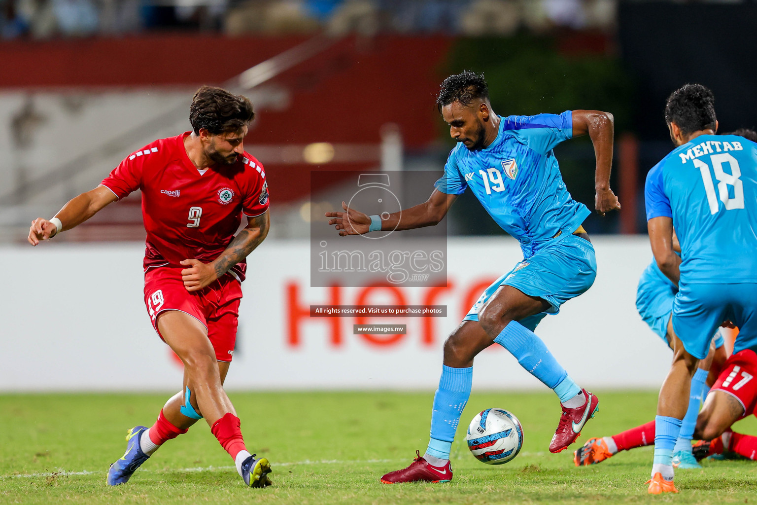 Lebanon vs India in the Semi-final of SAFF Championship 2023 held in Sree Kanteerava Stadium, Bengaluru, India, on Saturday, 1st July 2023. Photos: Nausham Waheed / images.mv