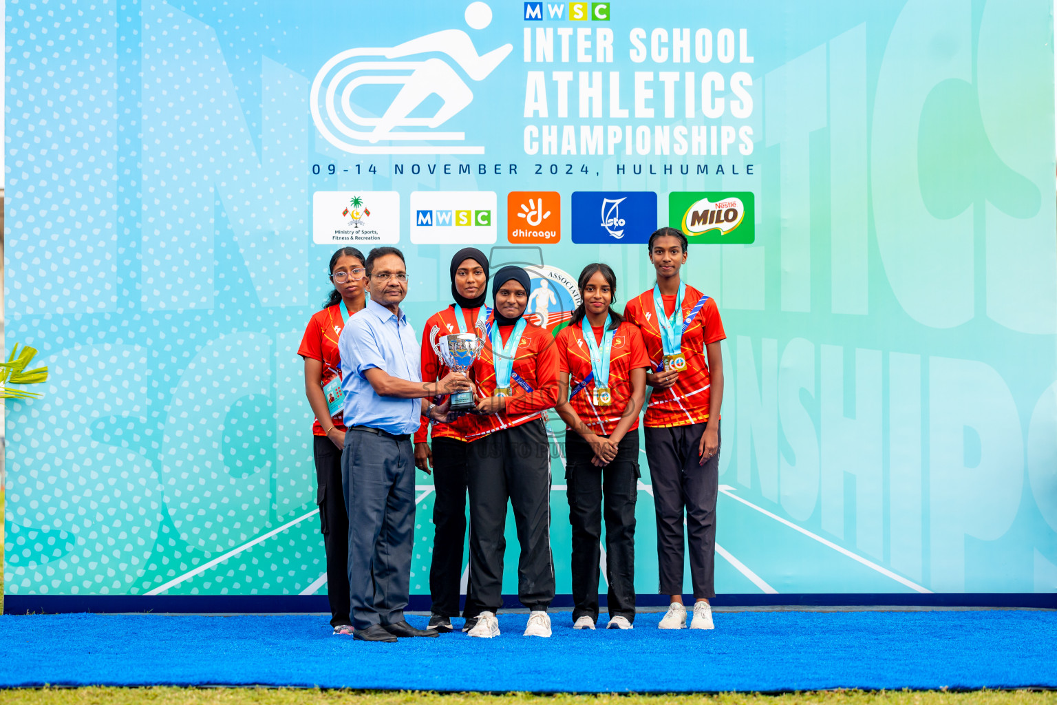 Day 6 of MWSC Interschool Athletics Championships 2024 held in Hulhumale Running Track, Hulhumale, Maldives on Thursday, 14th November 2024. Photos by: Nausham Waheed / Images.mv