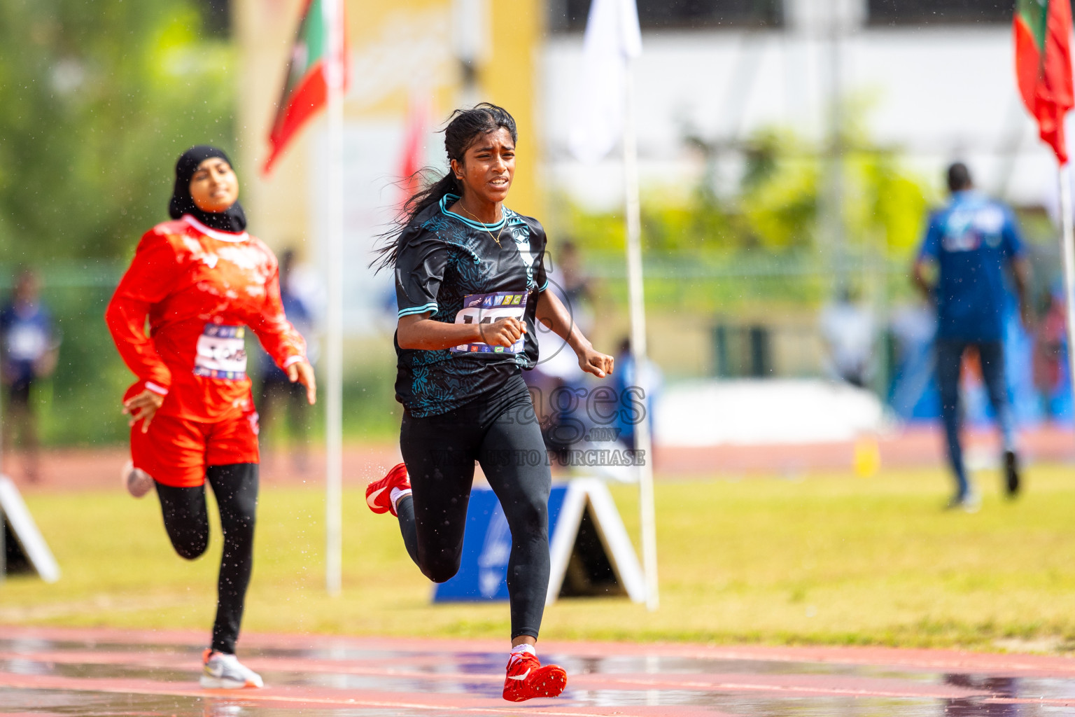 Day 1 of MWSC Interschool Athletics Championships 2024 held in Hulhumale Running Track, Hulhumale, Maldives on Saturday, 9th November 2024. 
Photos by: Ismail Thoriq / images.mv