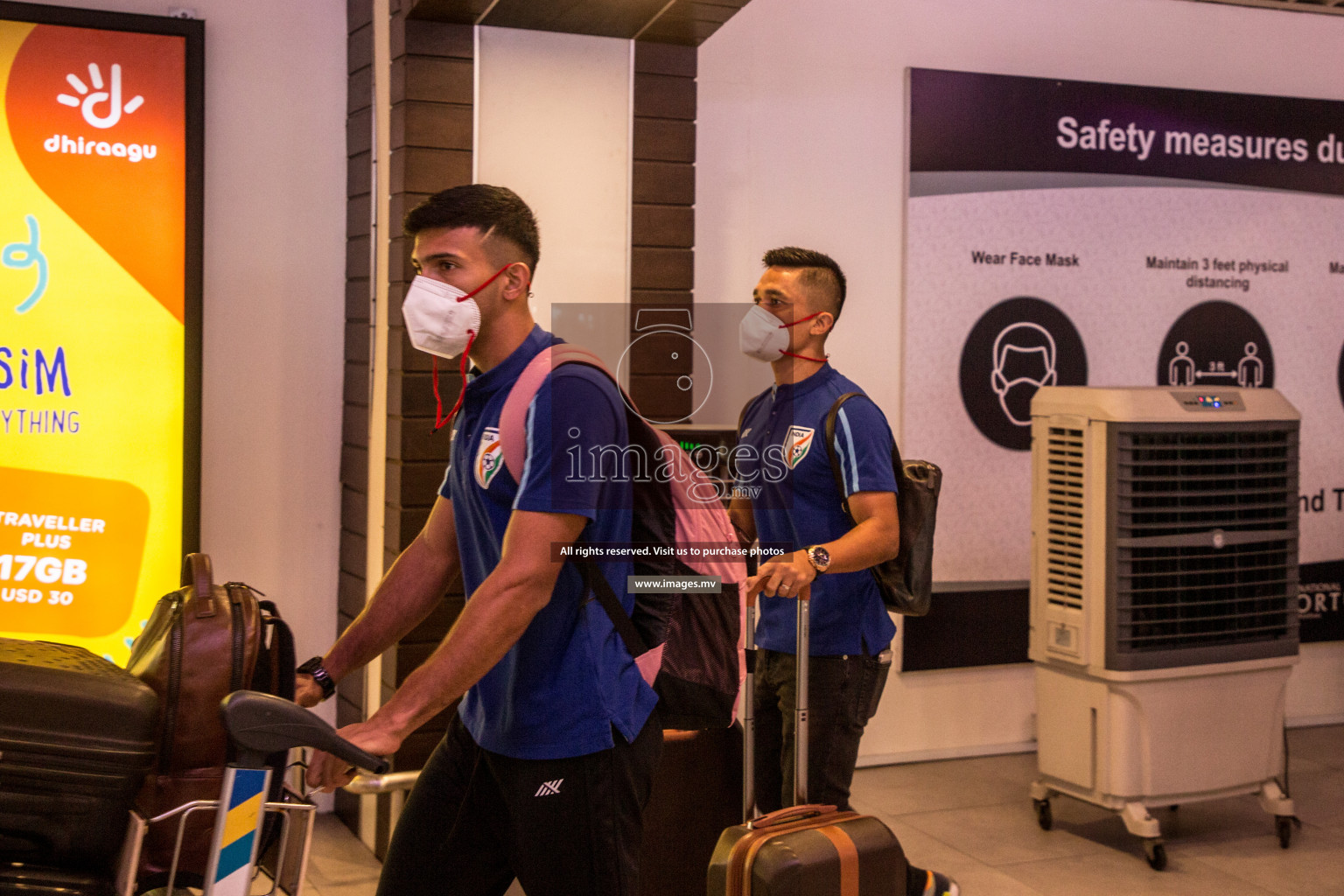 Arrival of Indian Football Team in Velana International Airport, Male' Maldives for SAFF Championship 2021 on 28 September 2021