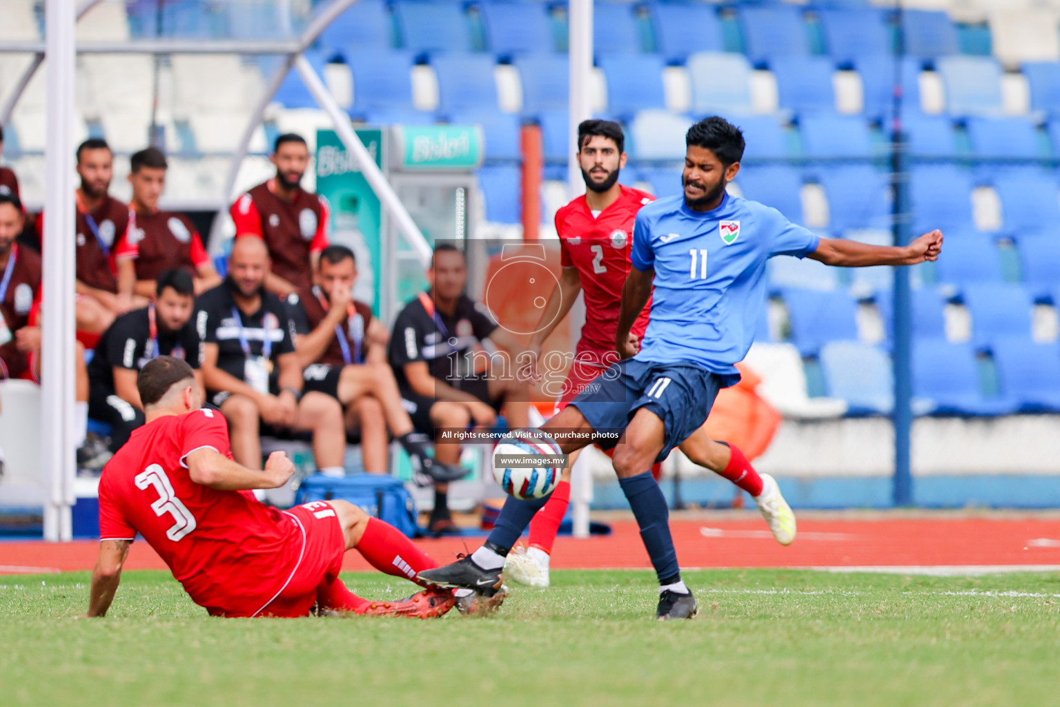 Lebanon vs Maldives in SAFF Championship 2023 held in Sree Kanteerava Stadium, Bengaluru, India, on Tuesday, 28th June 2023. Photos: Nausham Waheed, Hassan Simah / images.mv