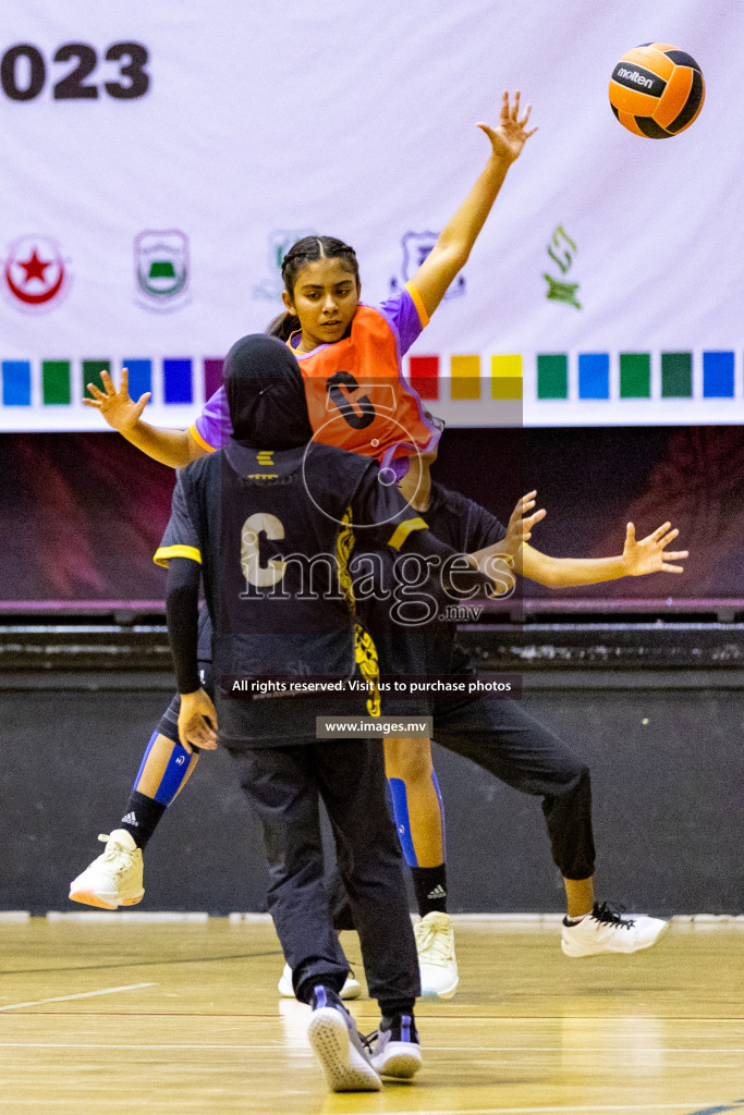 Day 9 of 24th Interschool Netball Tournament 2023 was held in Social Center, Male', Maldives on 4th November 2023. Photos: Hassan Simah / images.mv