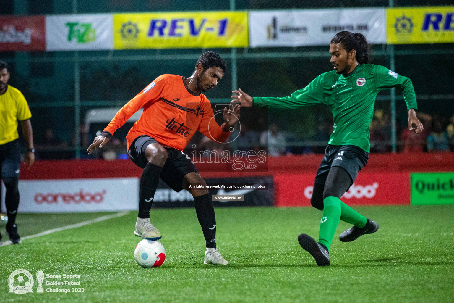 Th. Hirilandhoo vs Th. Omadhoo in Day 4 of Golden Futsal Challenge 2023 on 08 February 2023 in Hulhumale, Male, Maldives