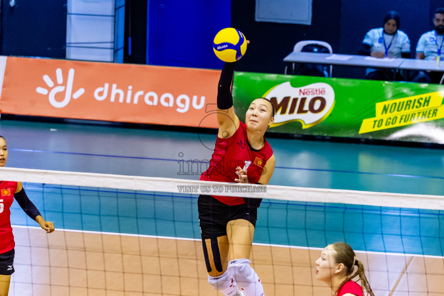 Kyrgyzstan vs Nepal in Semi Final of CAVA U20 Woman's Volleyball Championship 2024 was held in Social Center, Male', Maldives on 22nd July 2024. Photos: Nausham Waheed / images.mv