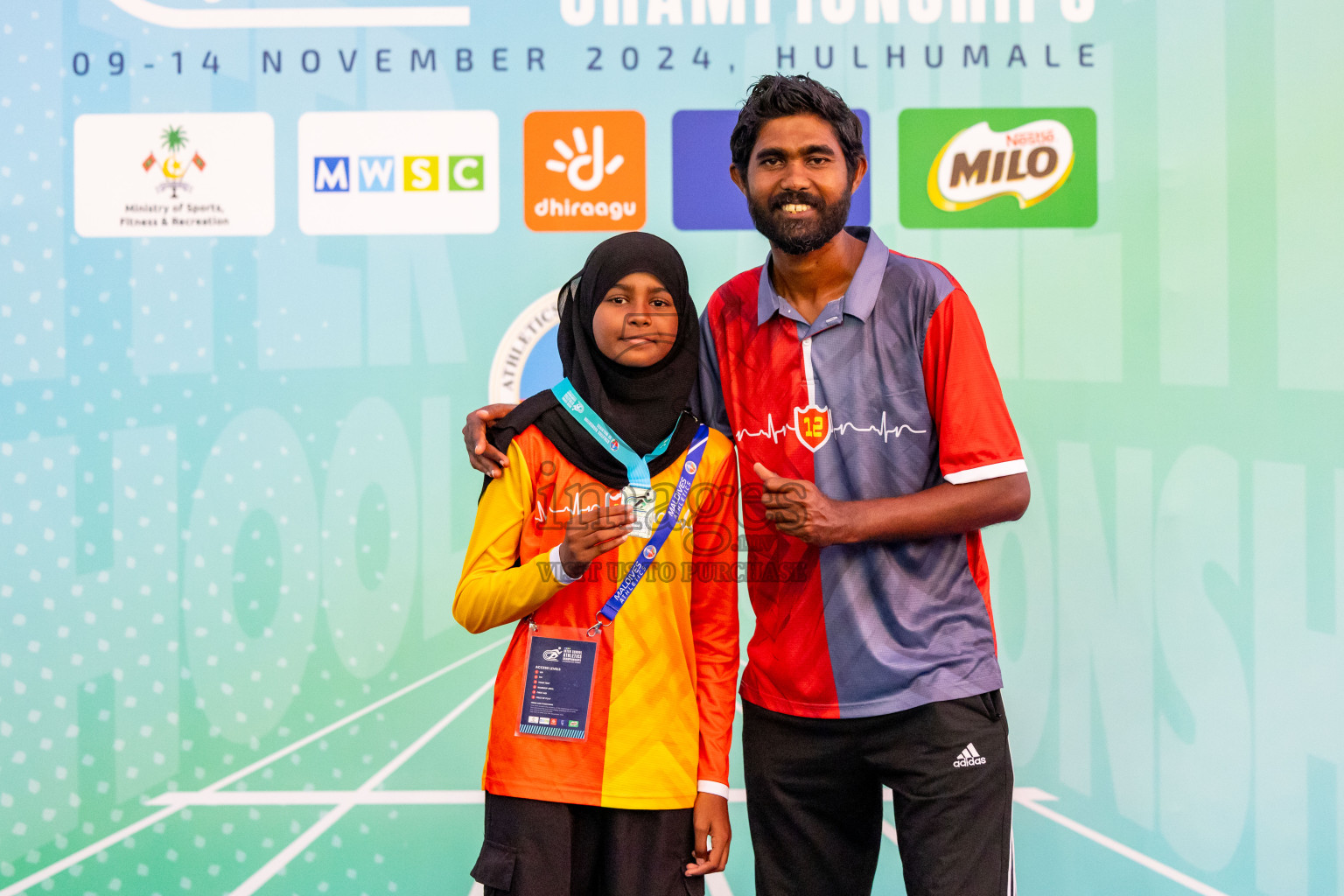 Day 6 of MWSC Interschool Athletics Championships 2024 held in Hulhumale Running Track, Hulhumale, Maldives on Thursday, 14th November 2024. Photos by: Nausham Waheed / Images.mv