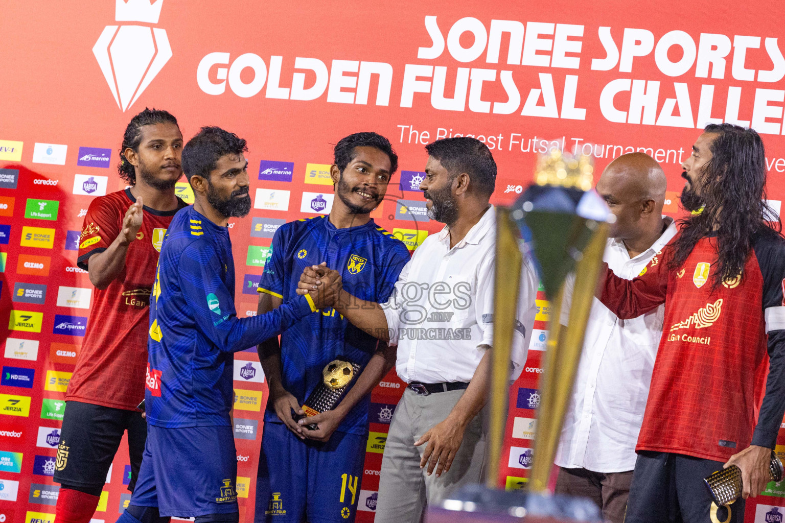 B Eydhafushi vs L Gan in the Final of Golden Futsal Challenge 2024 was held on Thursday, 7th March 2024, in Hulhumale', Maldives 
Photos: Ismail Thoriq / images.mv